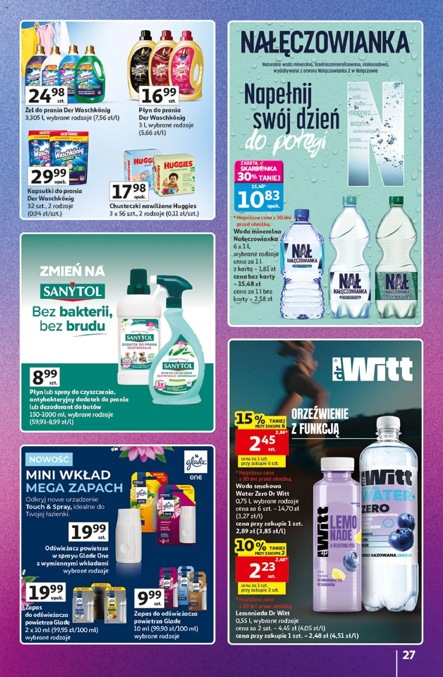 Auchan gazetka - 30 Lat Hipermarket Znane marki od 03.09.2026 | Strona: 27 | Produkty: Karta, Dodatek do prania, Kapsułki do prania, Woda