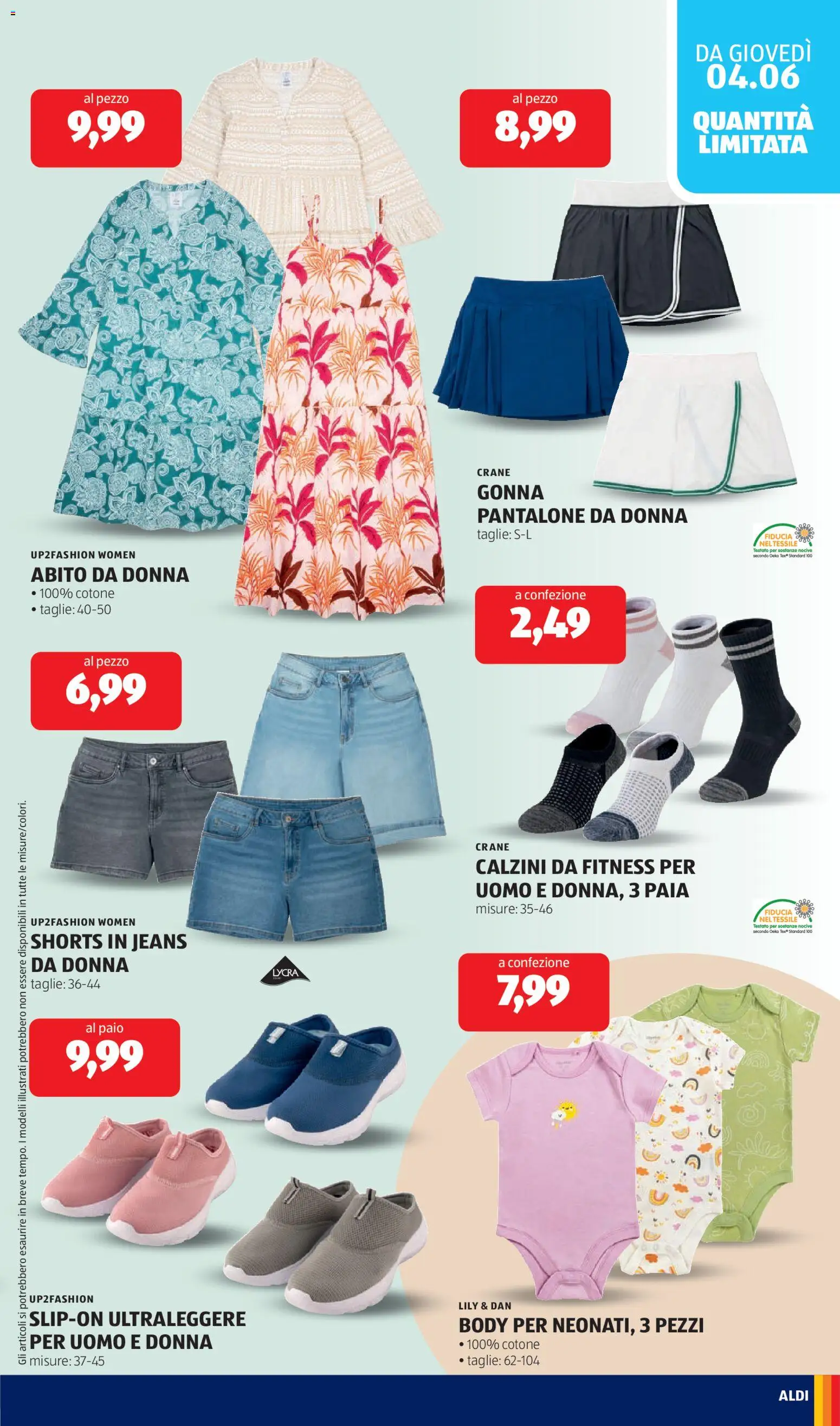 Volantino Aldi del 01.06.2026 | Pagina: 23 | Prodotti: Calzini, Gonna, Abito, Jeans