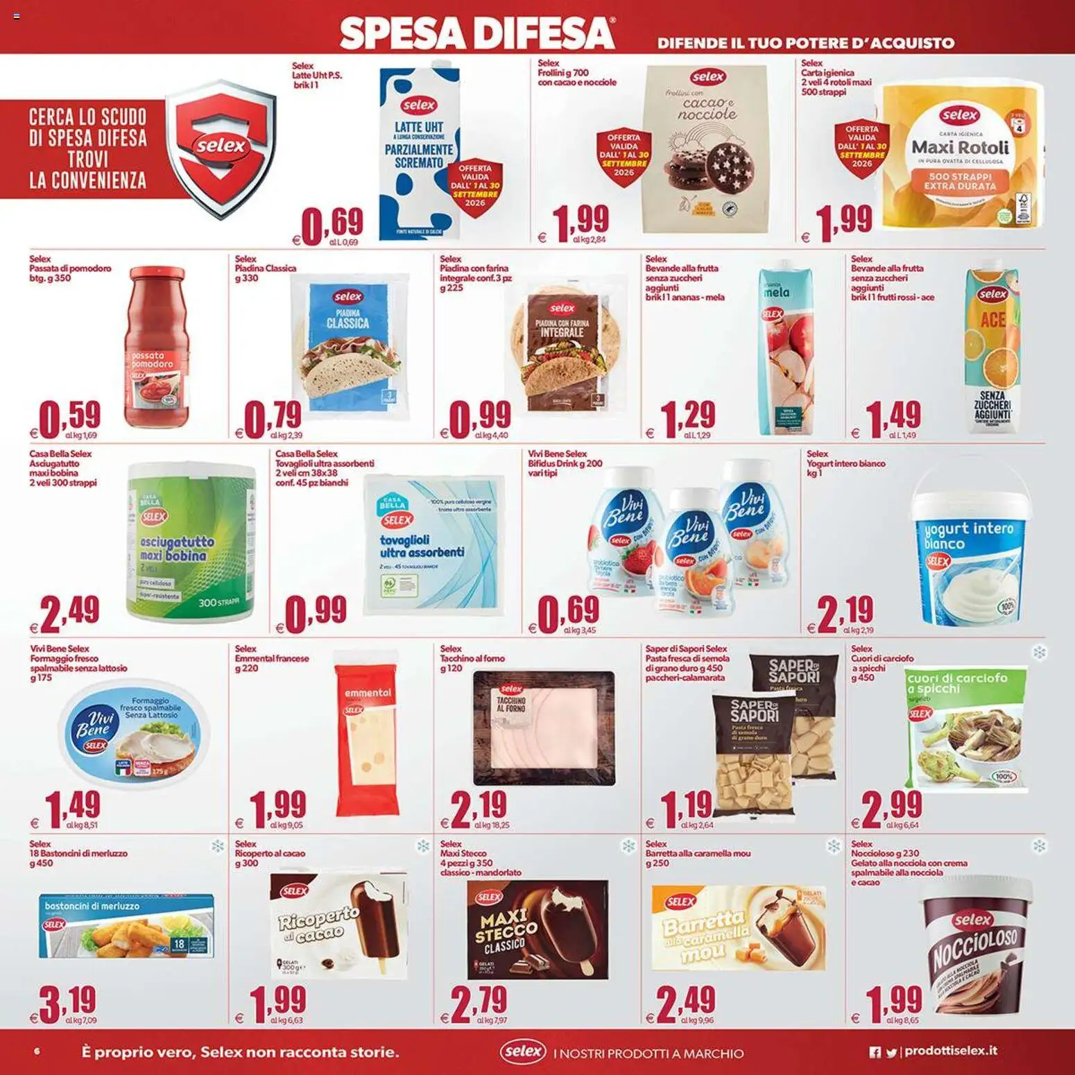 Volantino Elite Supermercati del 21/08/2026 | Pagina: 6 | Prodotti: Farina, Barretta, Cacao, Asciugatutto
