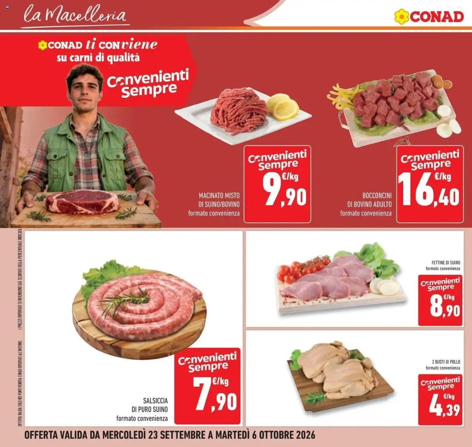 Anteprima volantino Conad dal 23/09/2026 prossima settimana | Pagina: 14 | Prodotti: Bovino, Pollo, Suino, Salsiccia