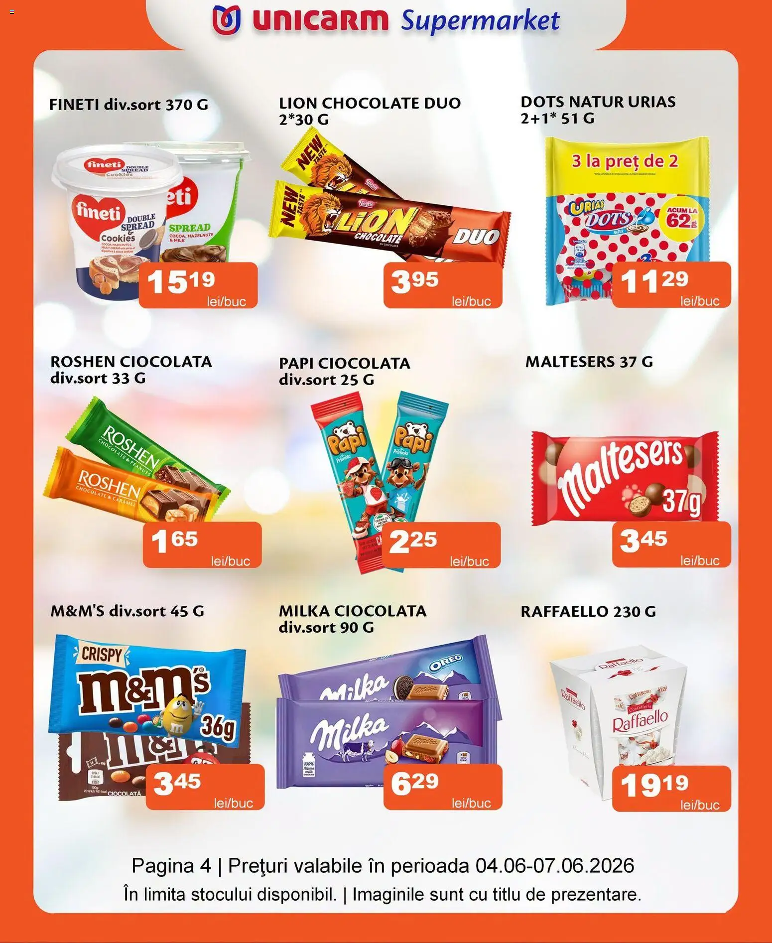 Noul catalog Unicarm – valabil de la 04.06.2026 | Pagină: 4 | Produse: Ciocolată