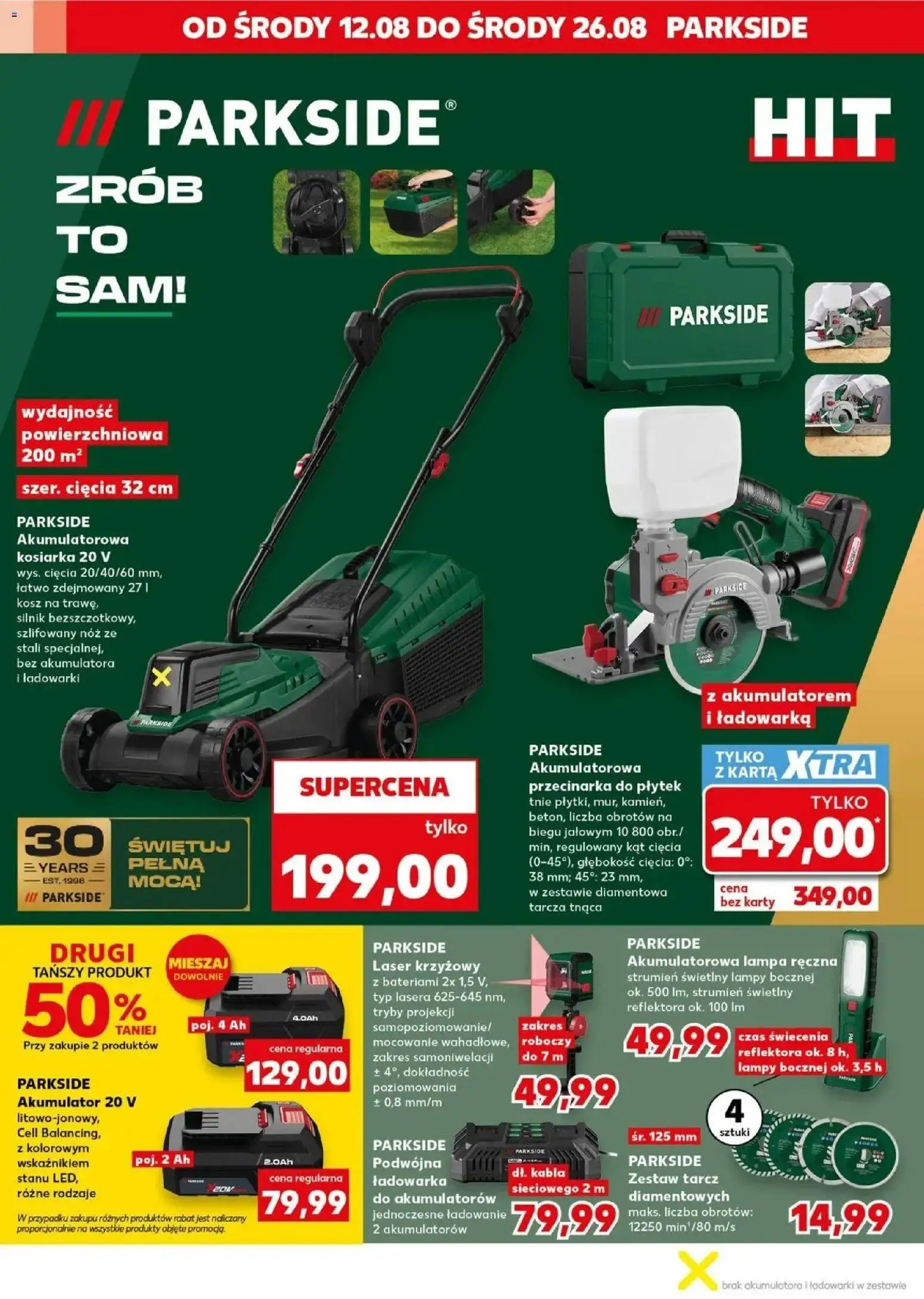 Kaufland - Kaufland Non food ważne do 26.08 od 12.08.2026 - od jutra PDF | Strona: 4 | Produkty: Ładowarka, Kosiarka, Lampa, Laser krzyżowy