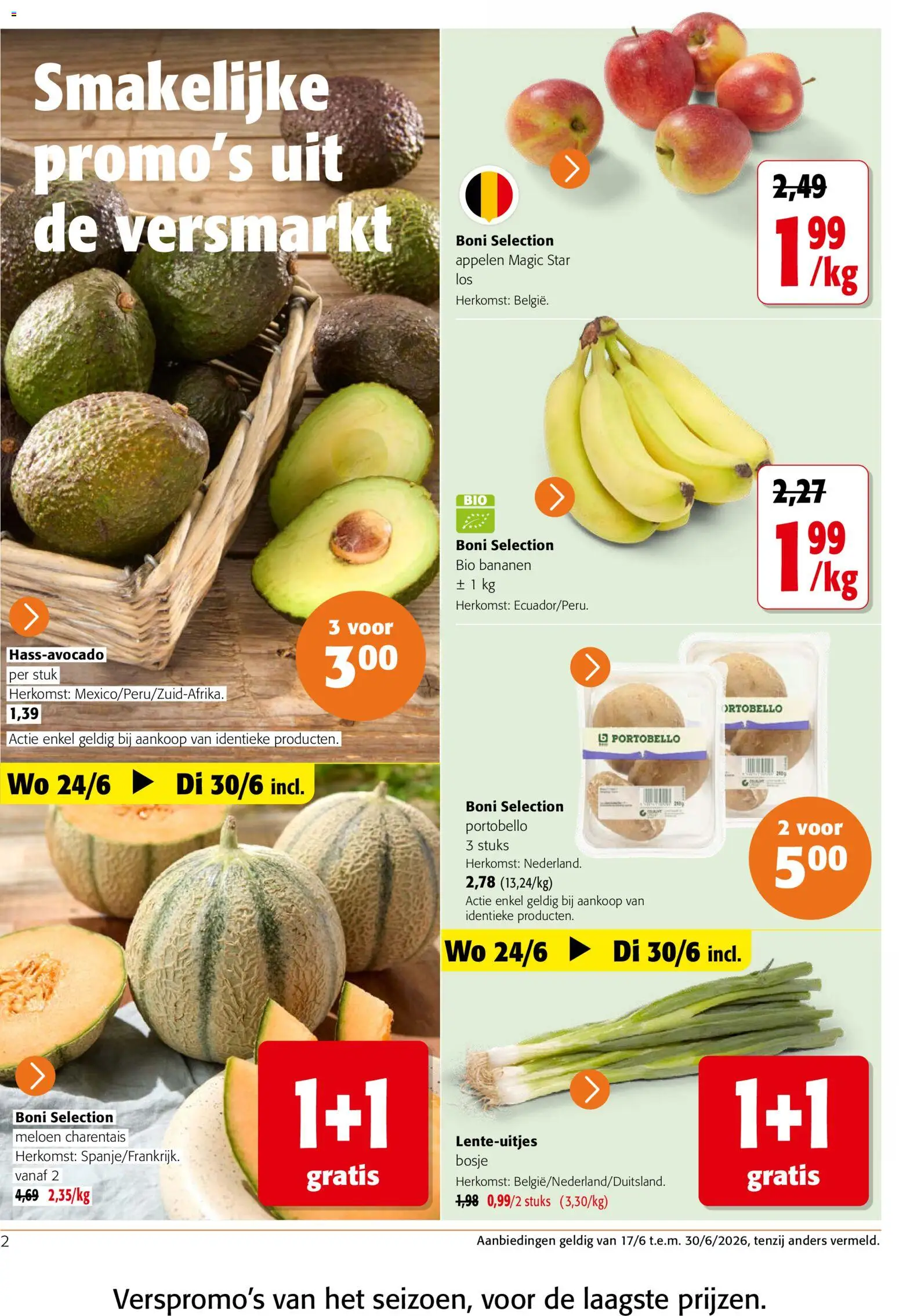 {H1} | Pagina: 2 | Producten: Bananen, Appelen, Meloen