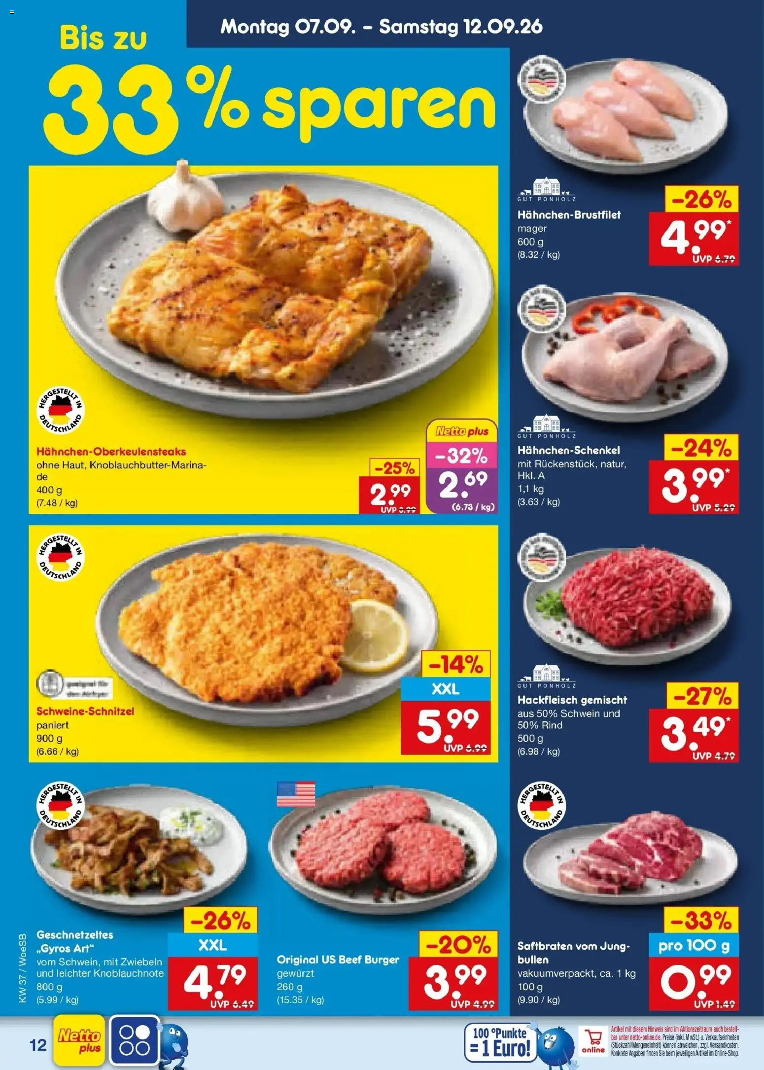 Netto Marken-Discount Prospekt Leonberg – gültig ab 07.09.2026 | Seite: 18 | Produkte: Hahnchenschenkel, Burger, Zwiebeln, Hackfleisch