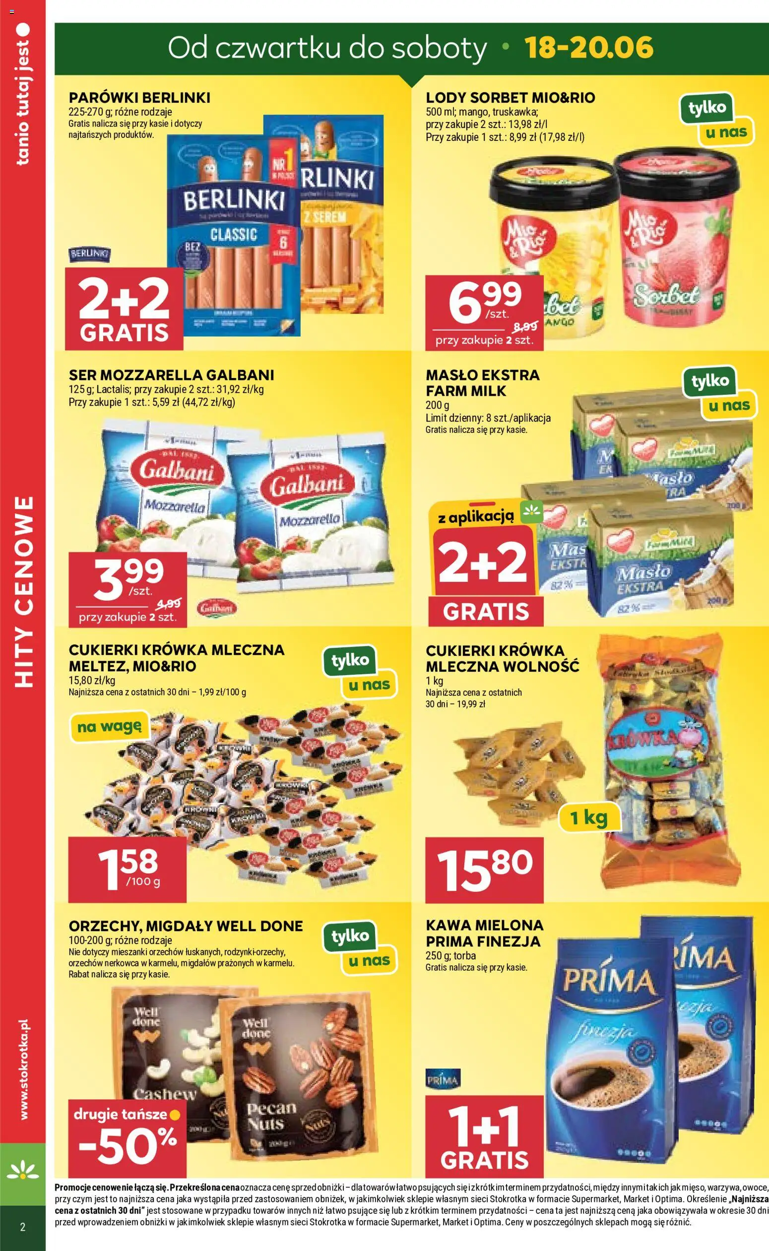 Stokrotka gazetka od 18.06.2026 | Strona: 2 | Produkty: Krowka, Sorbet, Ser, Mozzarella