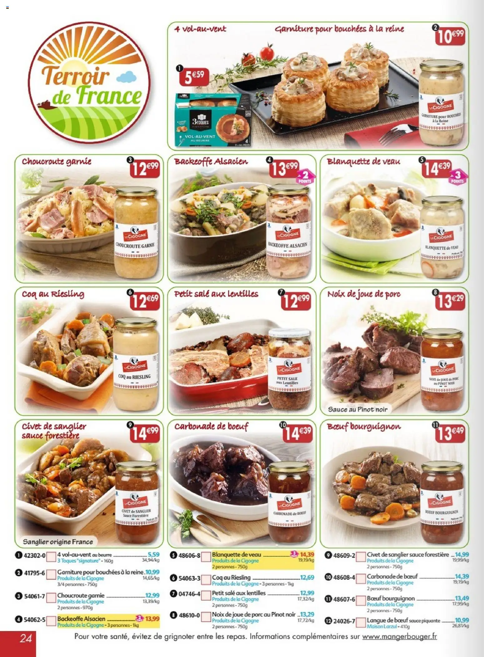{H1} | Page: 24 | Produits: Noix de joue de porc, Langue de bœuf, Beurre, Porc