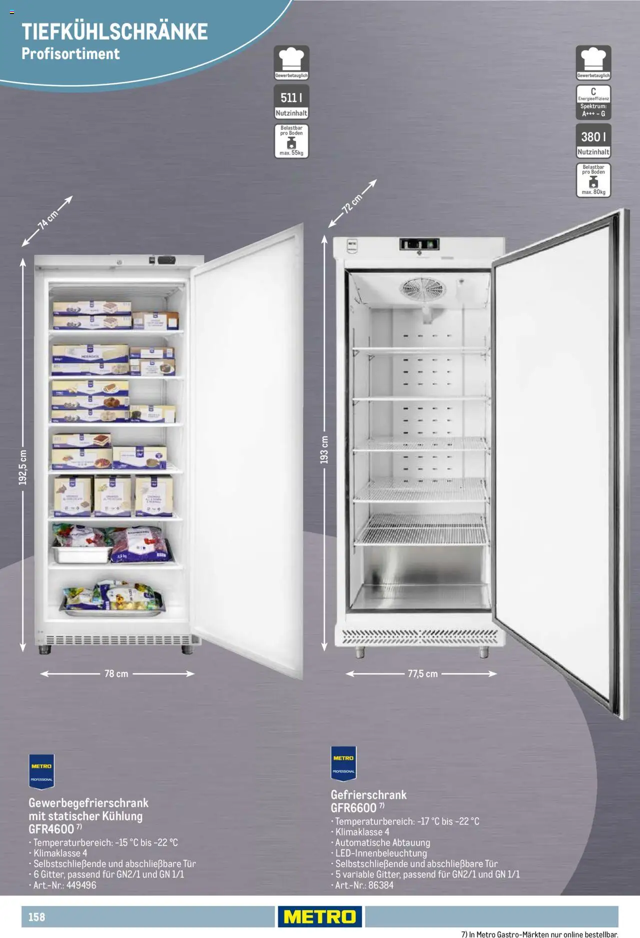 Metro Non Food Sortiment – gültig ab 01.10.2025 | Seite: 158 | Produkte: Gefrierschrank, Tür