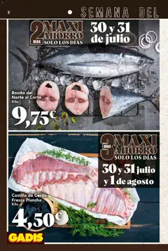 Vista previa Gadis folleto válido desde el 30/07/2026 | Página: 2 | Productos: Cerdo, Costilla de cerdo, Plancha