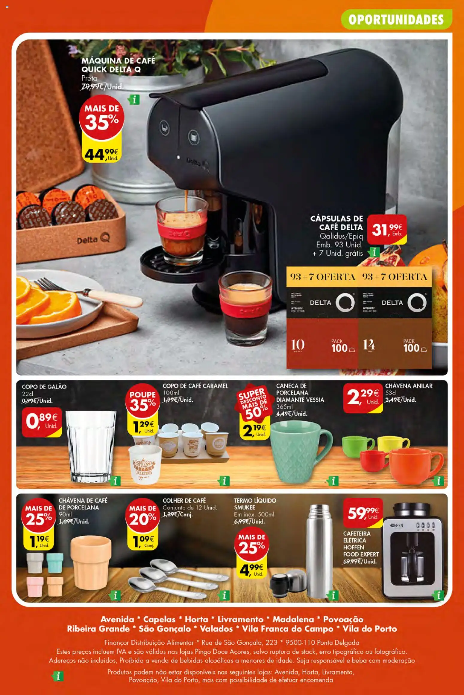 Pingo Doce Poupe Esta Semana Açores │ válido de 09/07/2026 | Página: 32 | Produtos: Delta q, Cafeteira elétrica, Caneca, Café