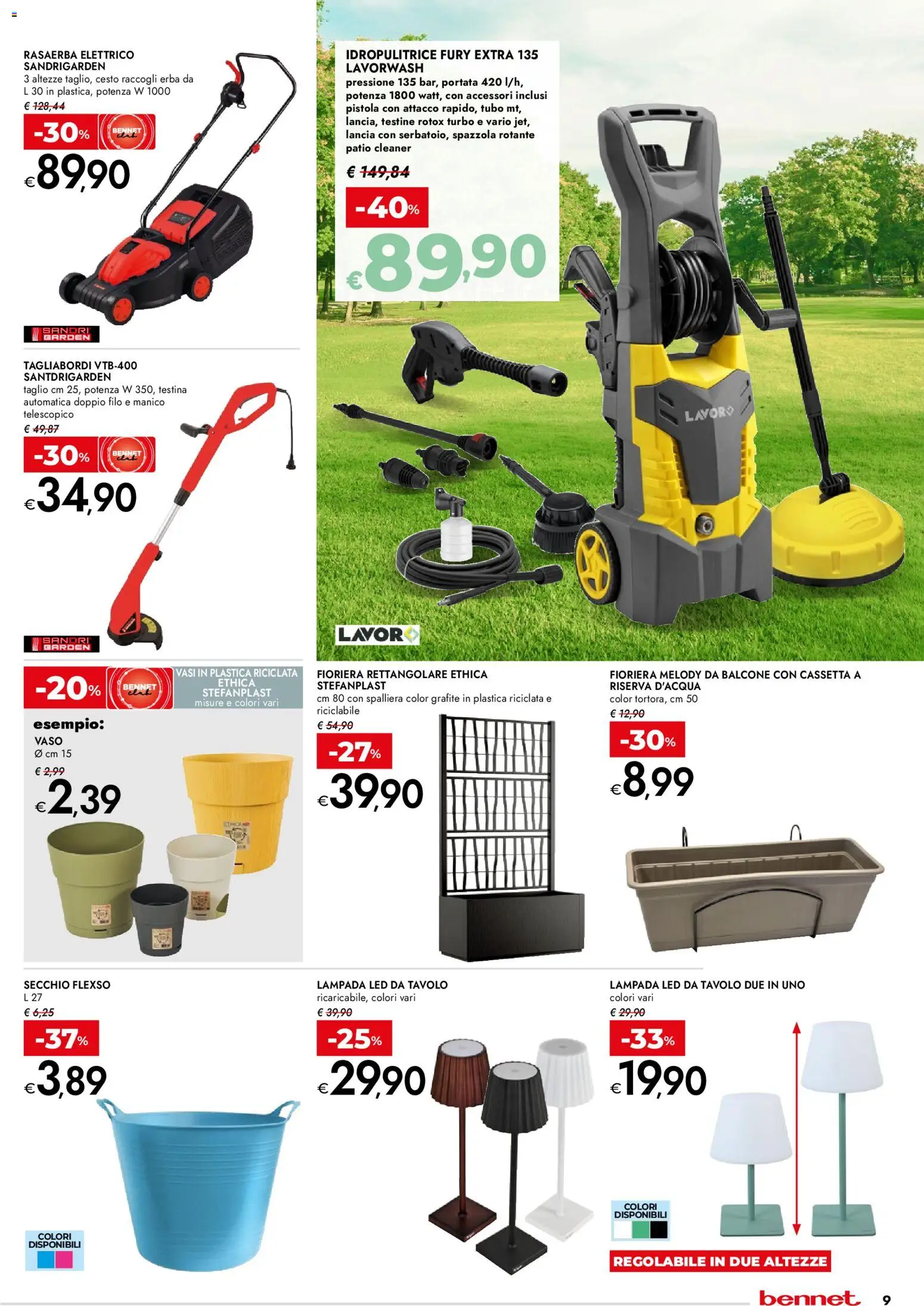 Volantino bennet del 07.04.2026 | Pagina: 9 | Prodotti: Spazzola, Tubo, Fioriera, Idropulitrice