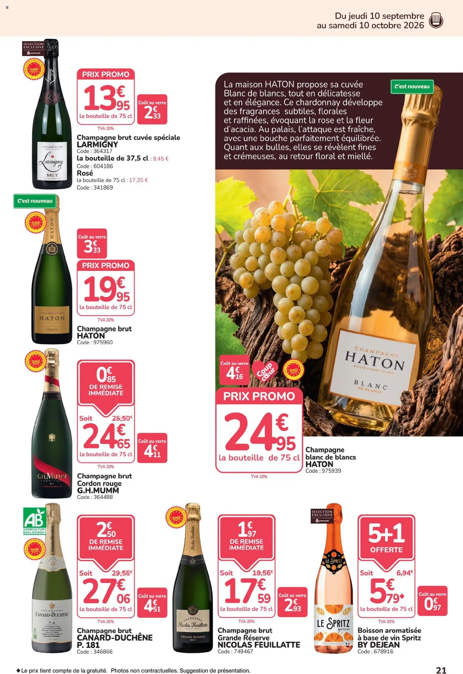 {H1} | Page: 21 | Produits: Champagne nicolas feuillatte, Champagne, Bouteille, Vin
