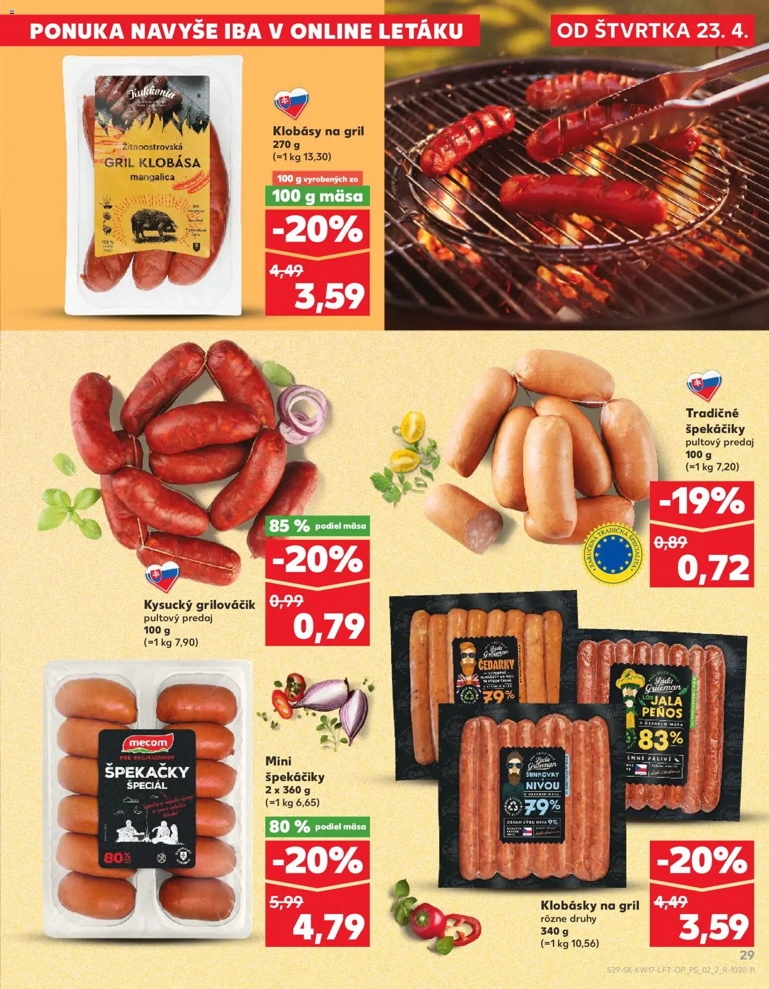 Nové Kaufland akcie – leták je platný od 23.04.2026 | Strana: 29 | Produkty: Gril, Klobása