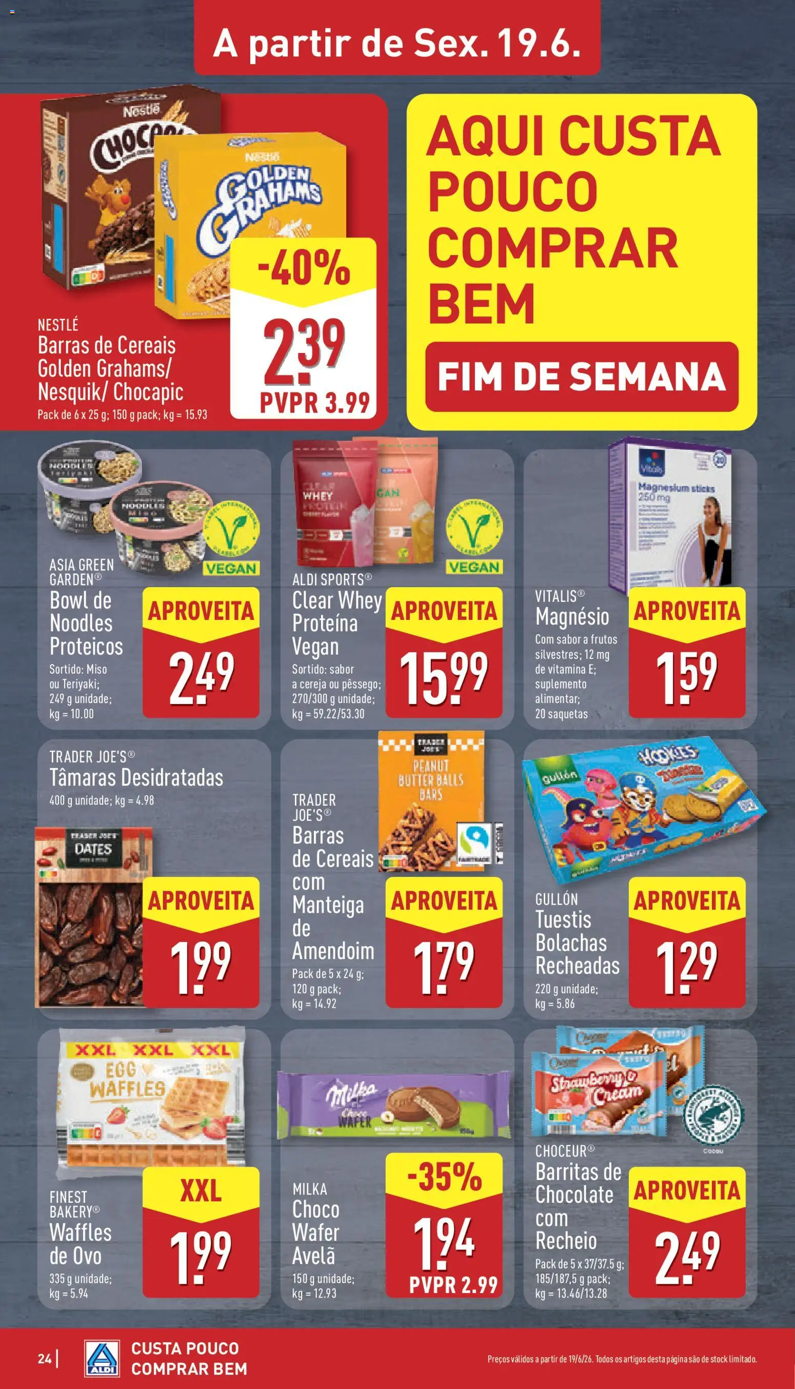 Aldi folheto │ válido de 15.06.2026 | Página: 24 | Produtos: Barras de cereais, Manteiga, Chocolate, Cereais