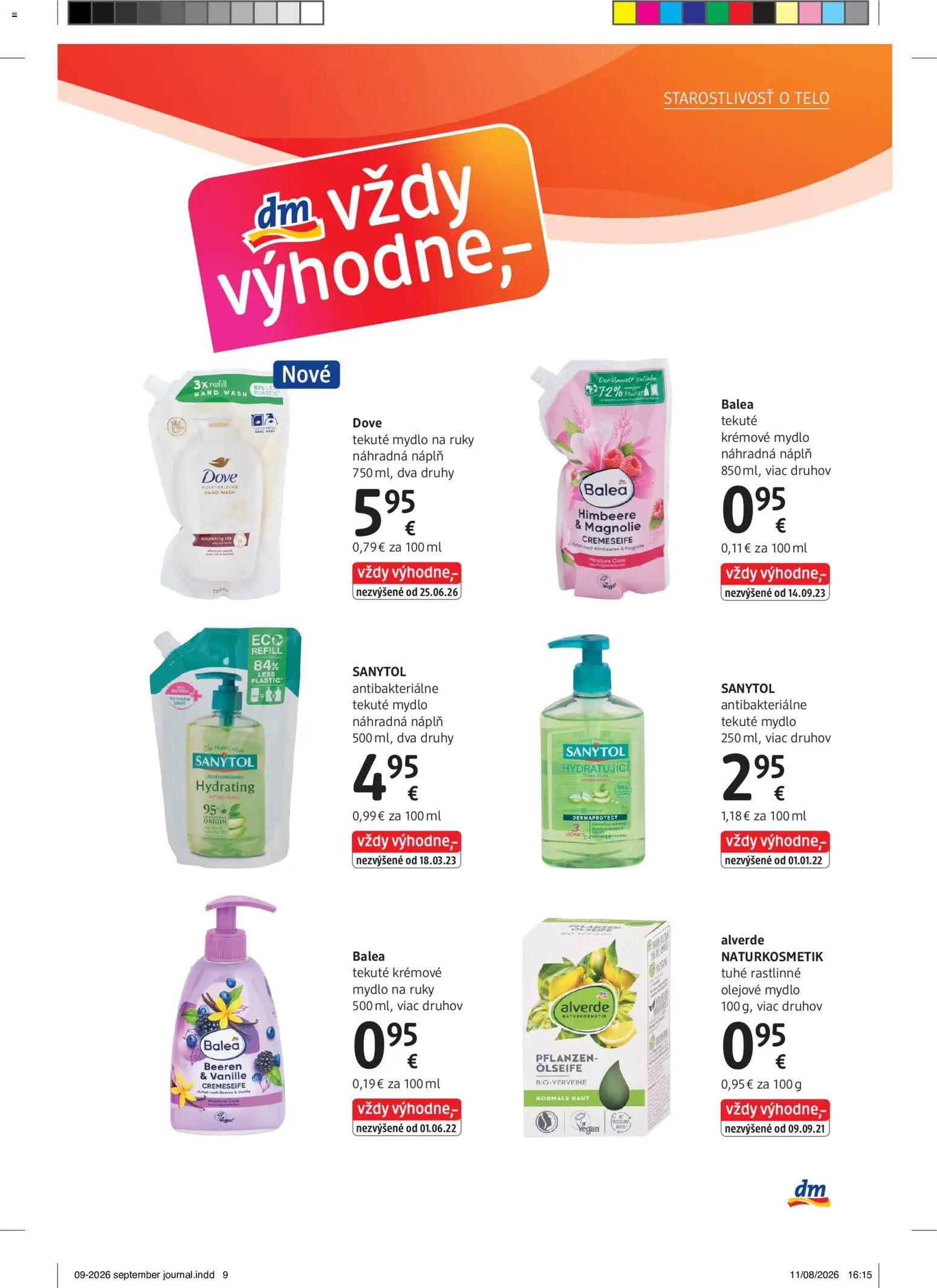 Nové dm drogerie akcie – leták je platný od 01.09.2026 | Strana: 9 | Produkty: Sanytol, Mydlo