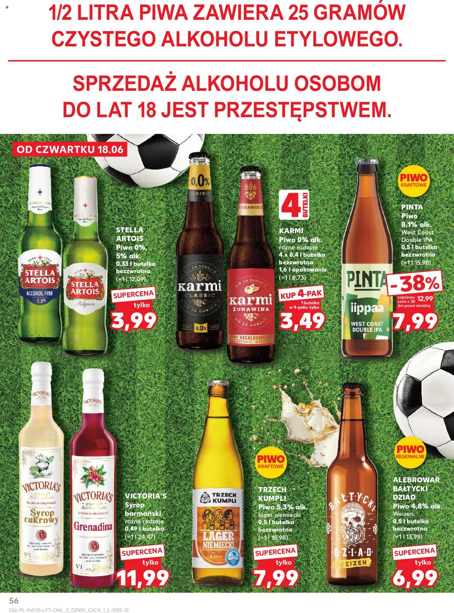 Kaufland gazetka od 18.06.2026 | Strona: 56 | Produkty: Syrop, Żurawina, Piwo, Grenadina