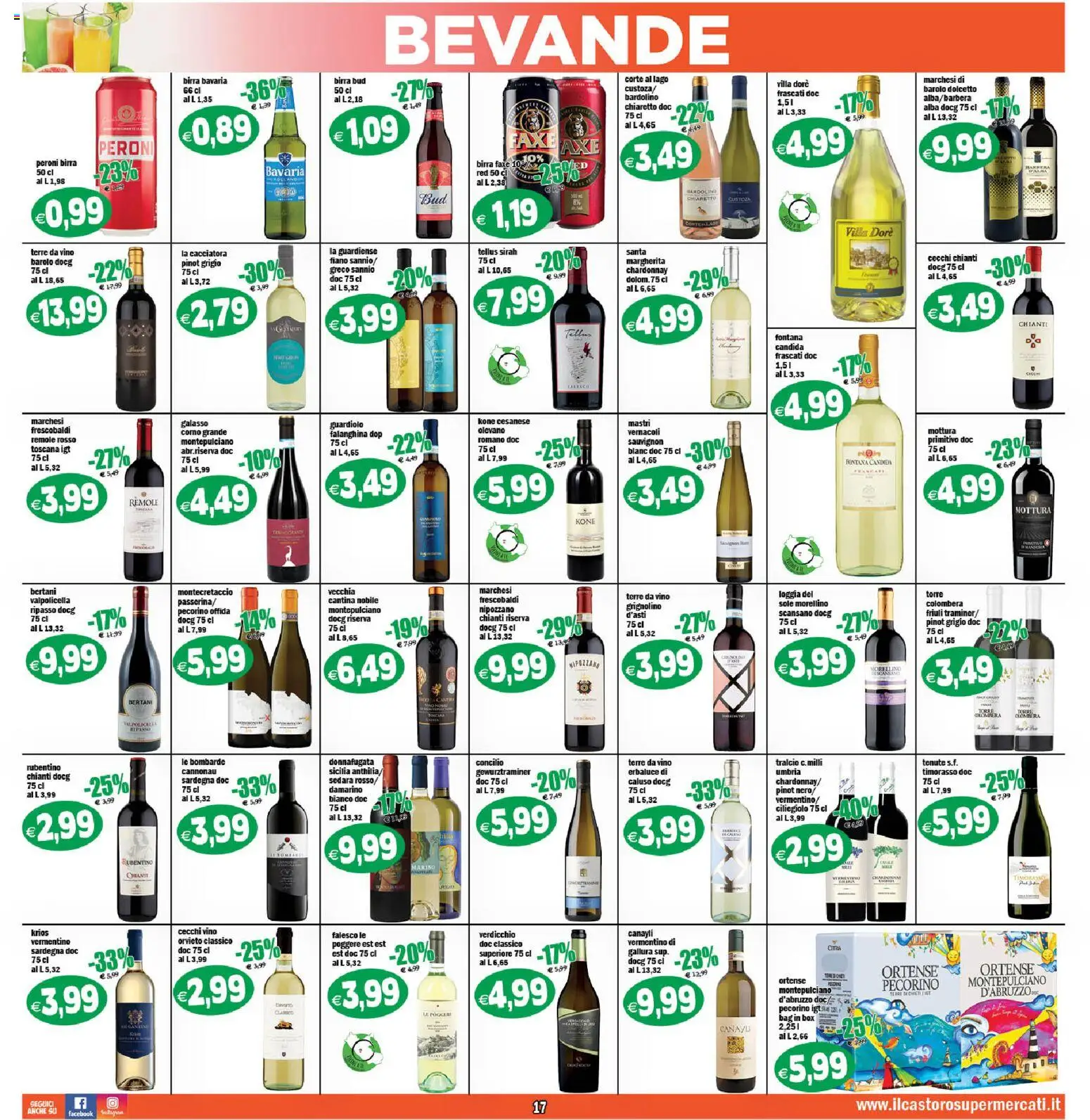 Volantino Il Castoro del 23/09/2026 | Pagina: 17 | Prodotti: Birra, Bevande, Vino, Pecorino