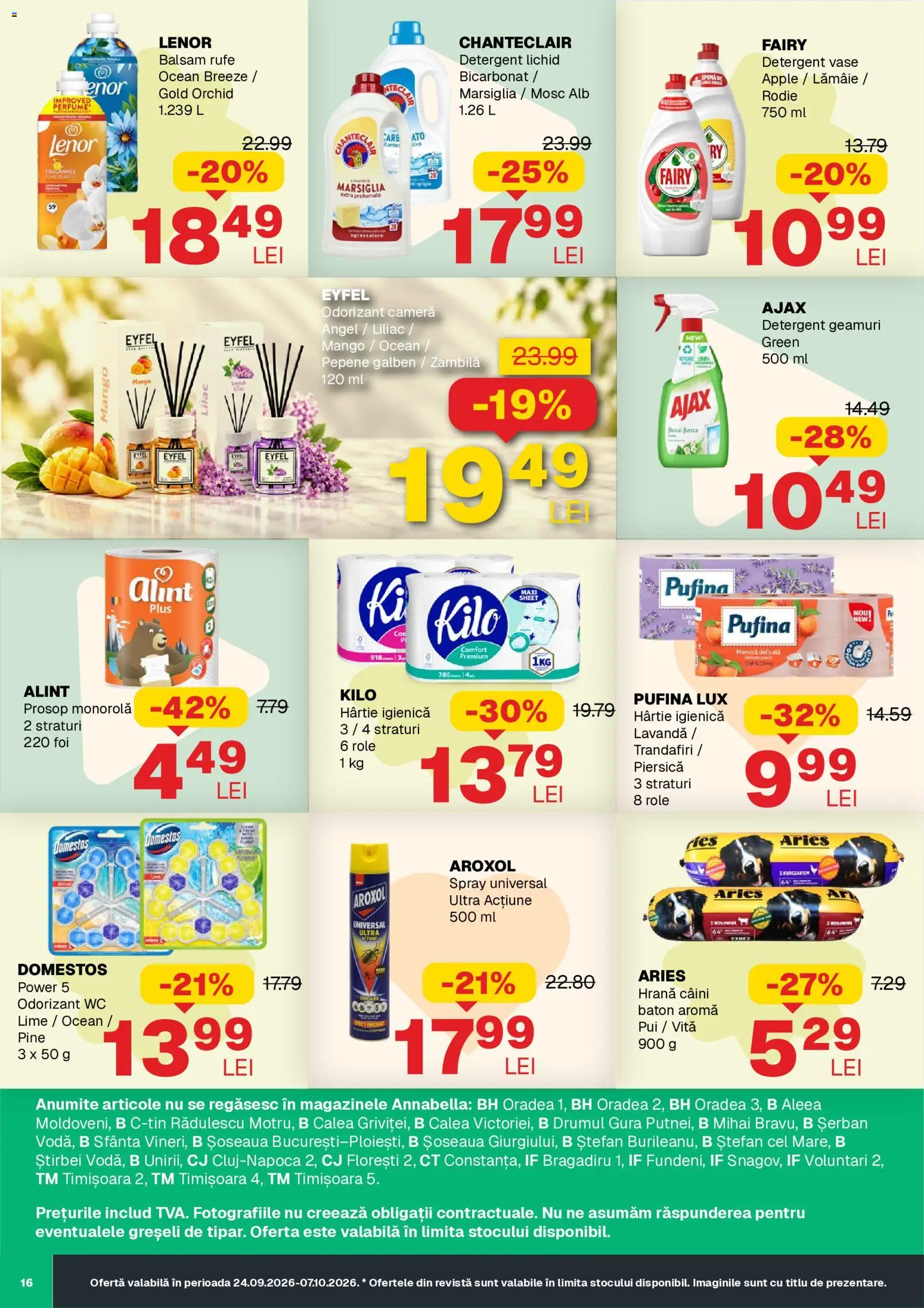Noul catalog Annabella – valabil de la 24.09.2026 | Pagină: 16 | Produse: Cameră, Prosop monorolă, Balsam, Lămâie