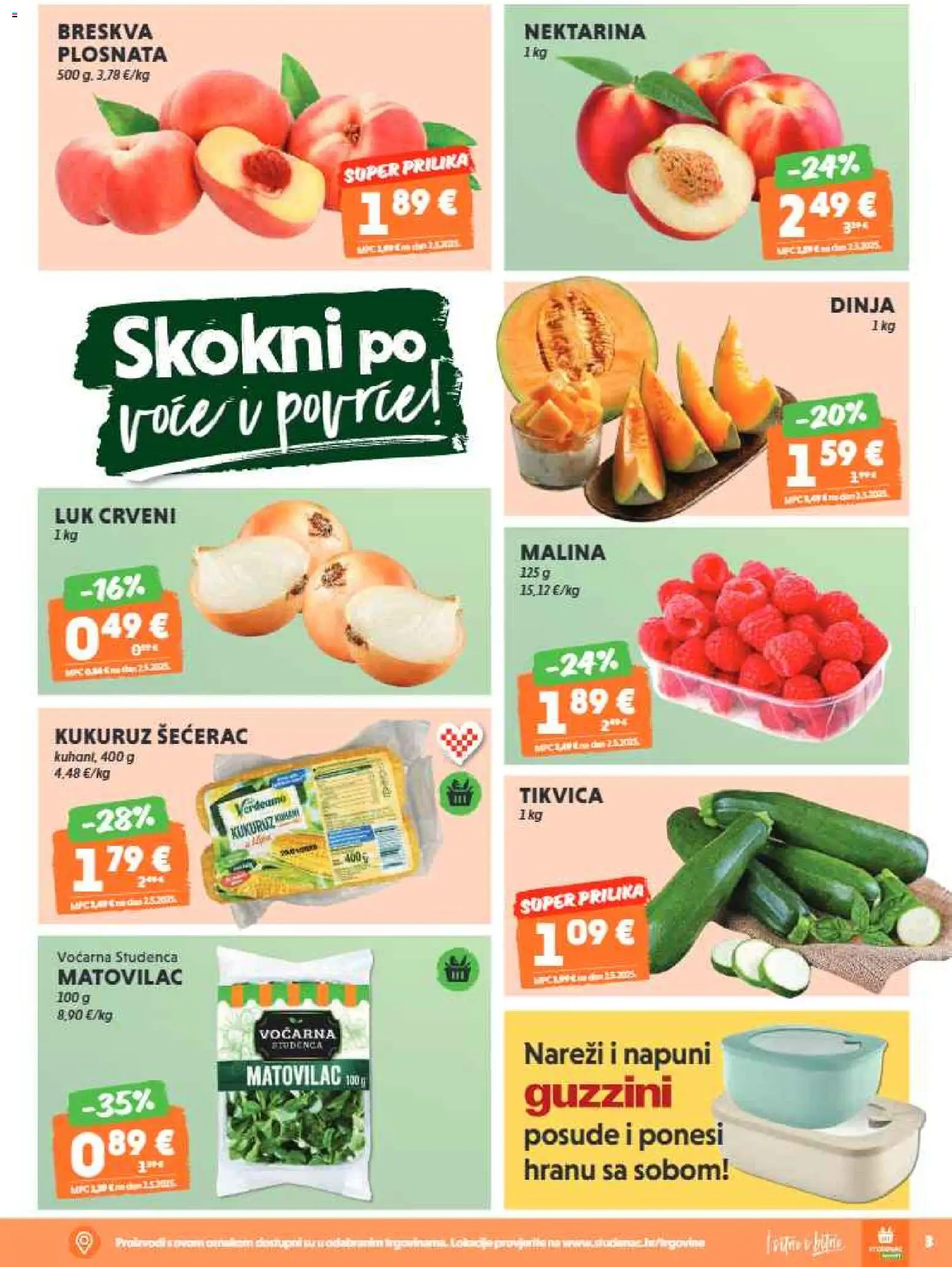 Studenac katalog | vrijedi od 10.06.2026 | Stranica: 3 | Proizvodi: Kukuruz, Breskva, Nektarina, Dinja