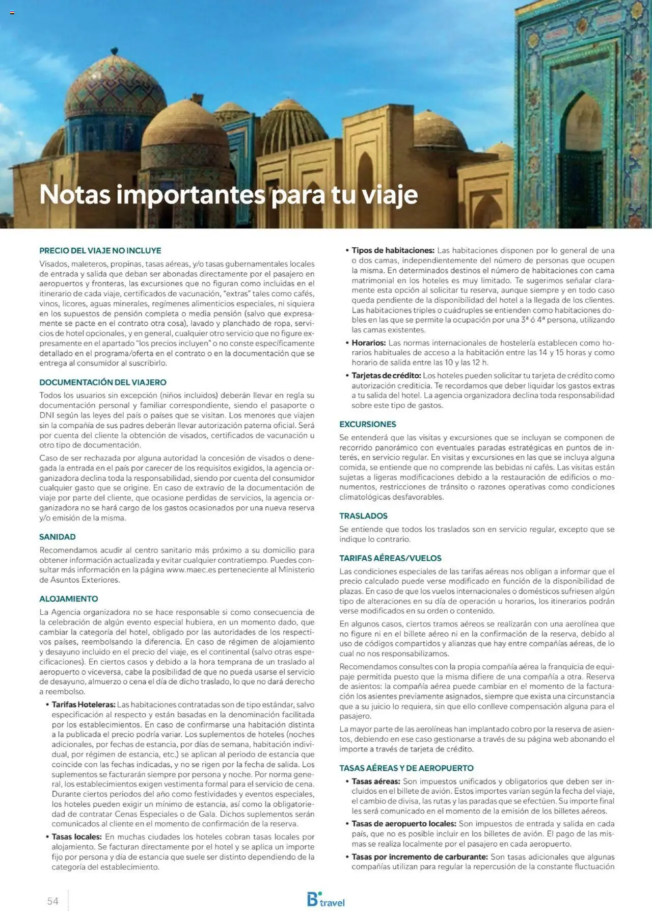 B the travel brand Viajeros Expertos Internacional 2026 │ válido desde el 03/10/2025 | Página: 54 | Productos: General, Té, Bebidas, Cama