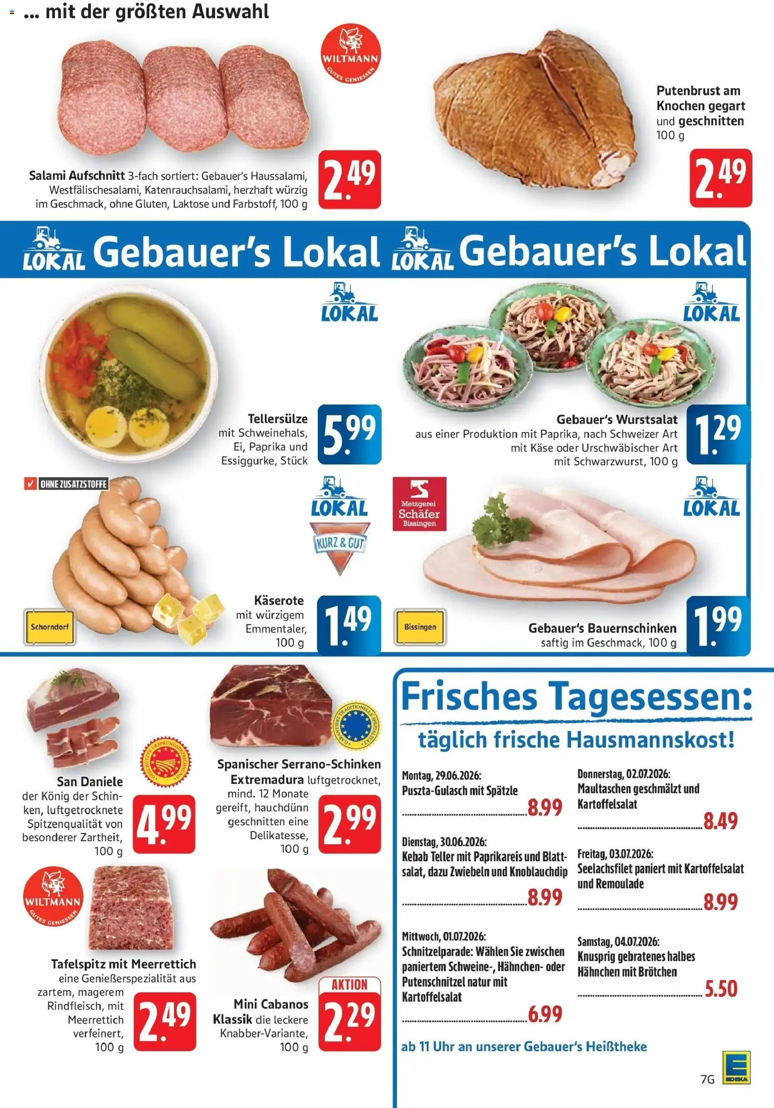Edeka prospekt Geislingen – gültig ab 29.06.2026 | Seite: 9 | Produkte: Tafelspitz, Käse, Salami, Uhr