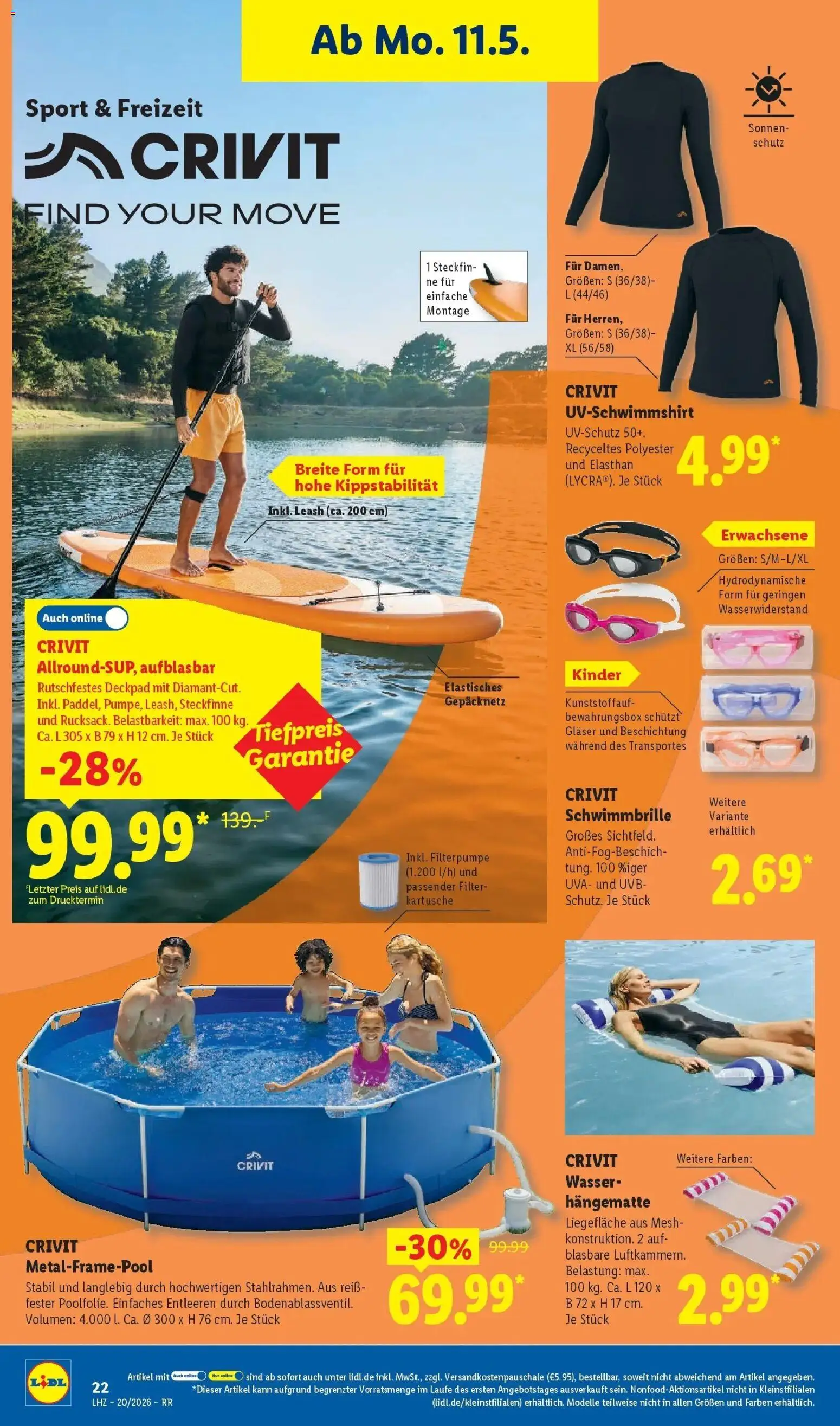 Lidl Prospekt Hagen – gültig ab 11.05.2026 | Seite: 40 | Produkte: Schwimmbrille, Wasser