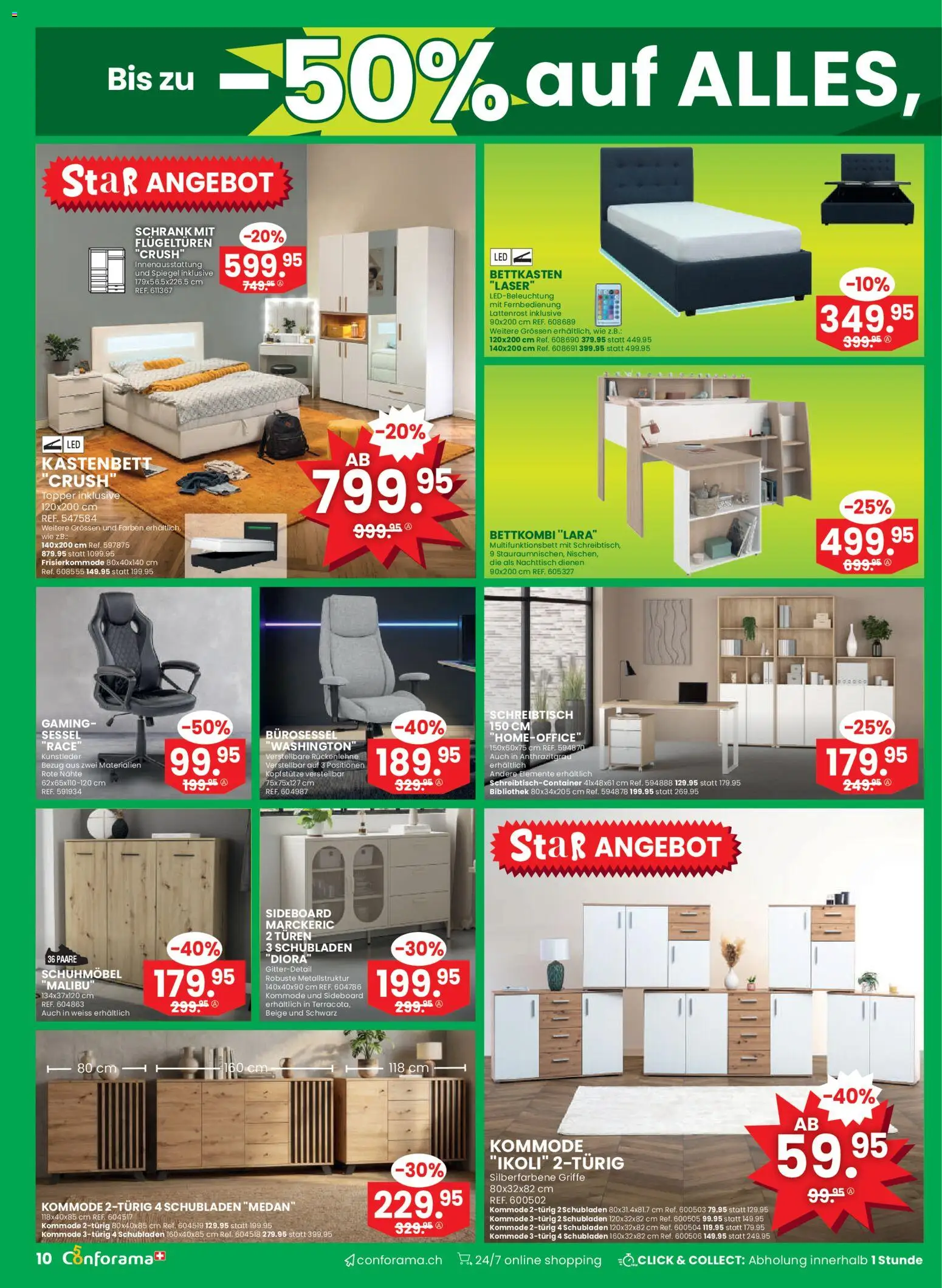 Conforama aktionen Primavera – gültig ab 01.04.2026 | Seite: 10 | Produkte: Nachttisch, Schrank, Spiegel, Sideboard