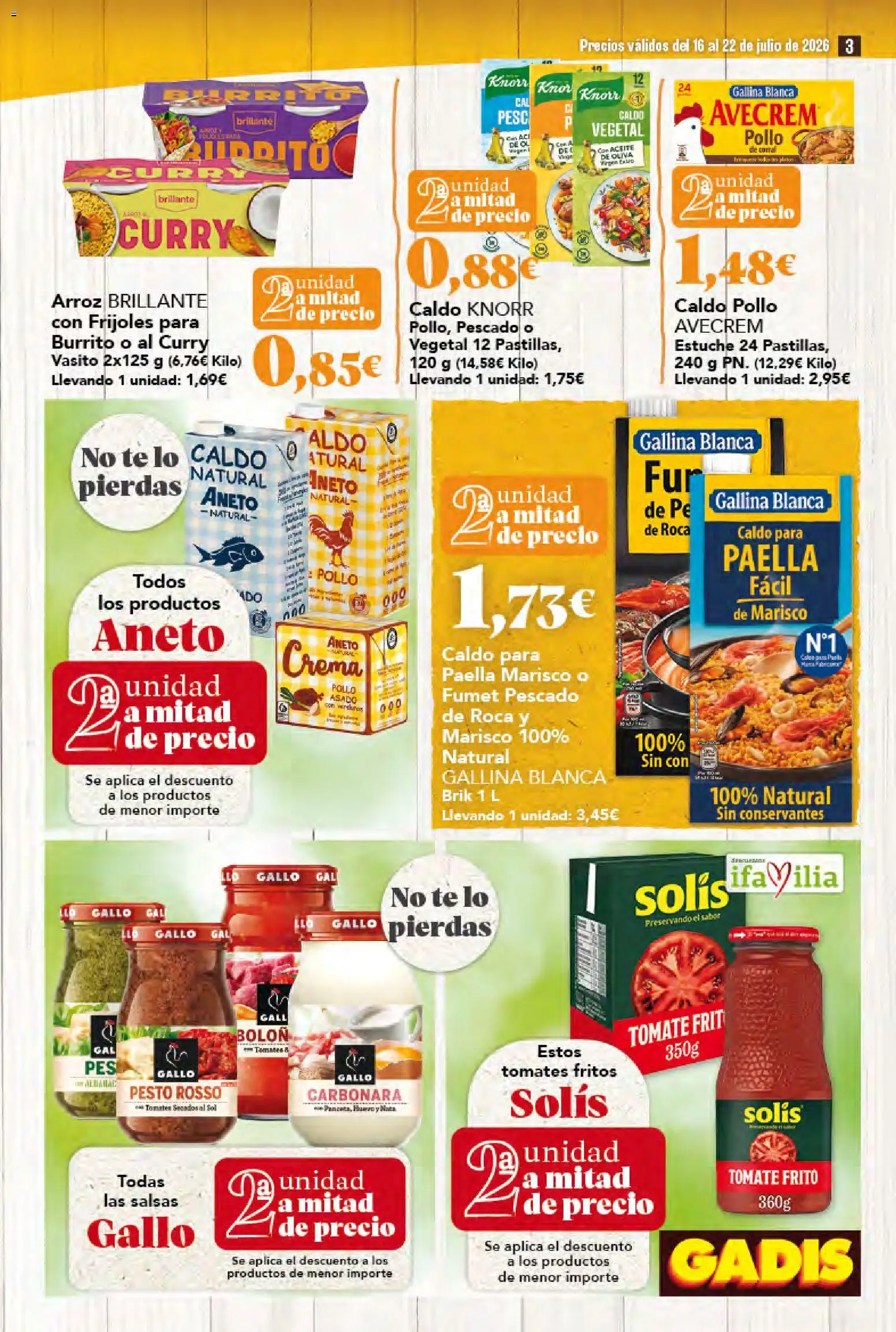 Gadis folleto │ válido desde el 16/07/2026 | Página: 3 | Productos: Aceite, Crema, Té, Aceite de oliva