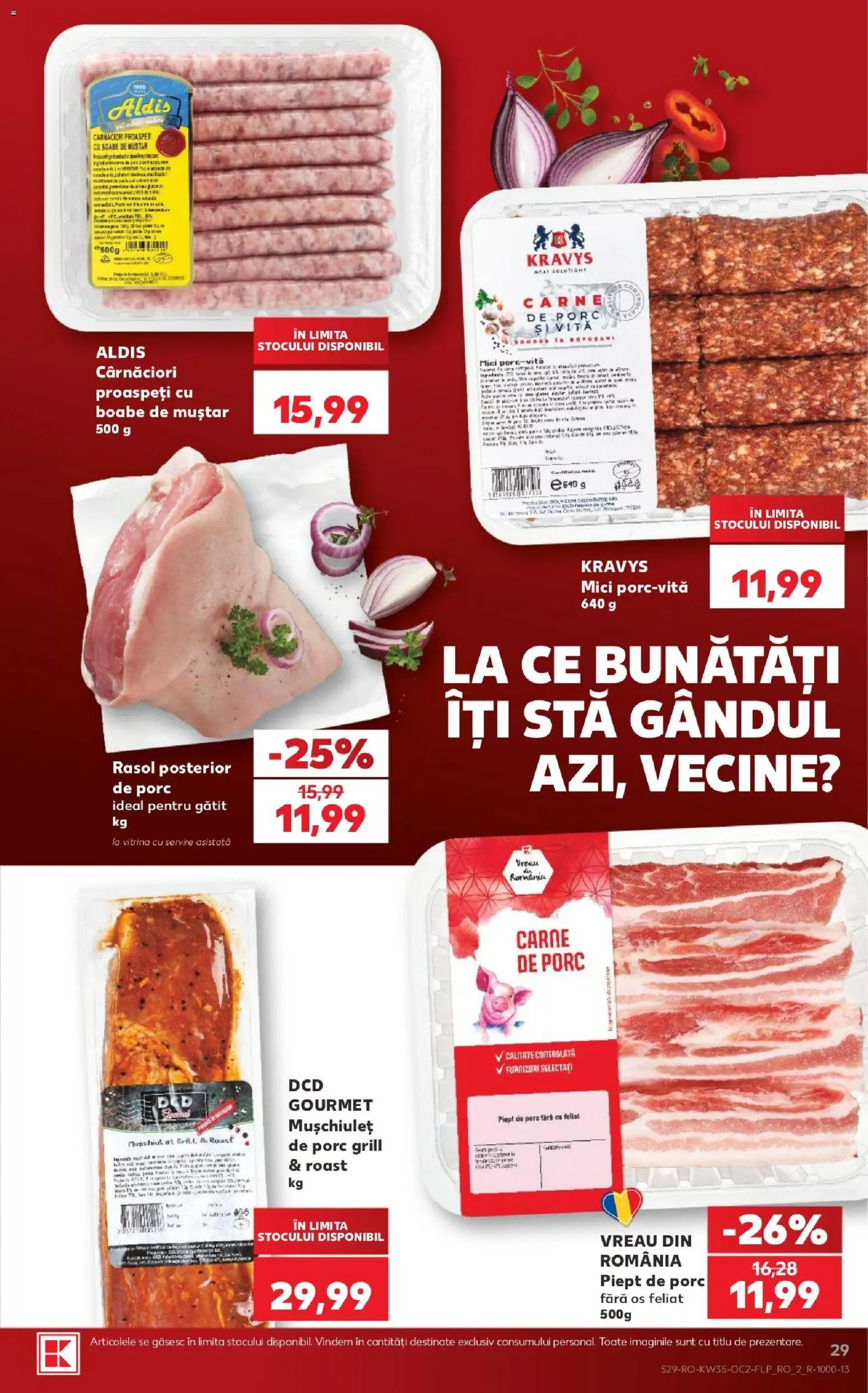 Noul catalog Kaufland – valabil de la 26.08.2026 | Pagină: 29 | Produse: Grill, Mici, Carne De Porc, Muștar