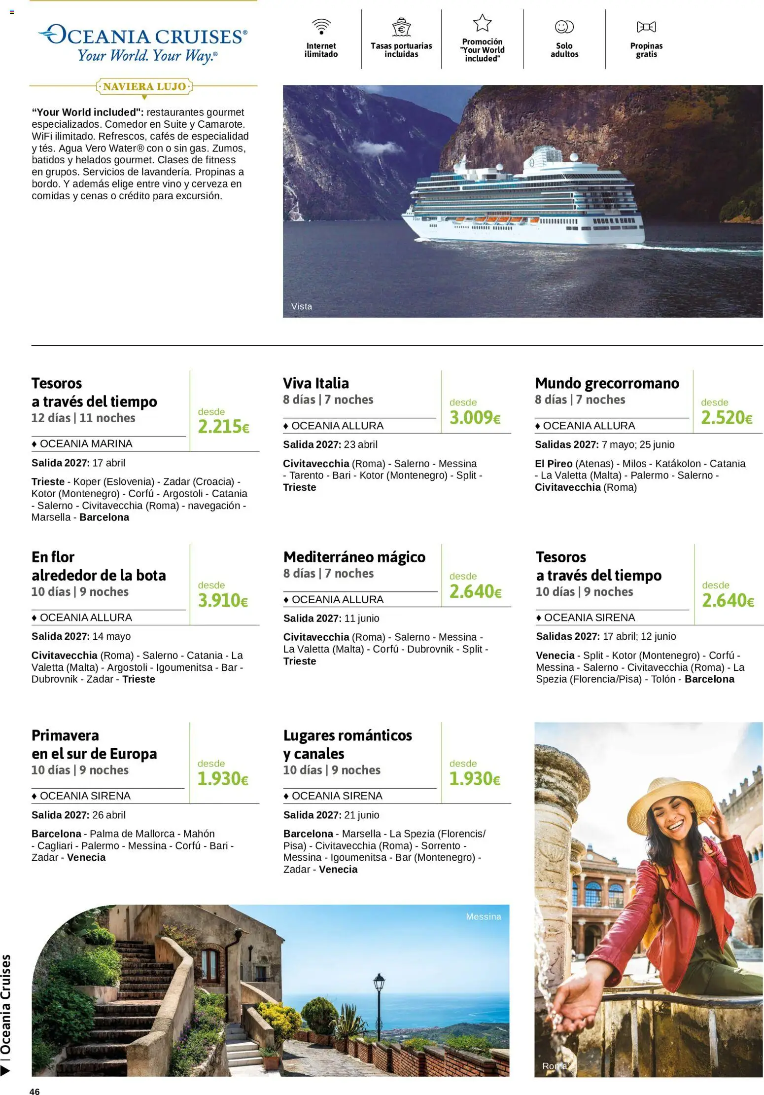 Viajes El Corte Inglés Crucero fantástico │ válido desde el 14/09/2026 | Página: 46 | Productos: Vino, Cerveza, Navegación, Agua