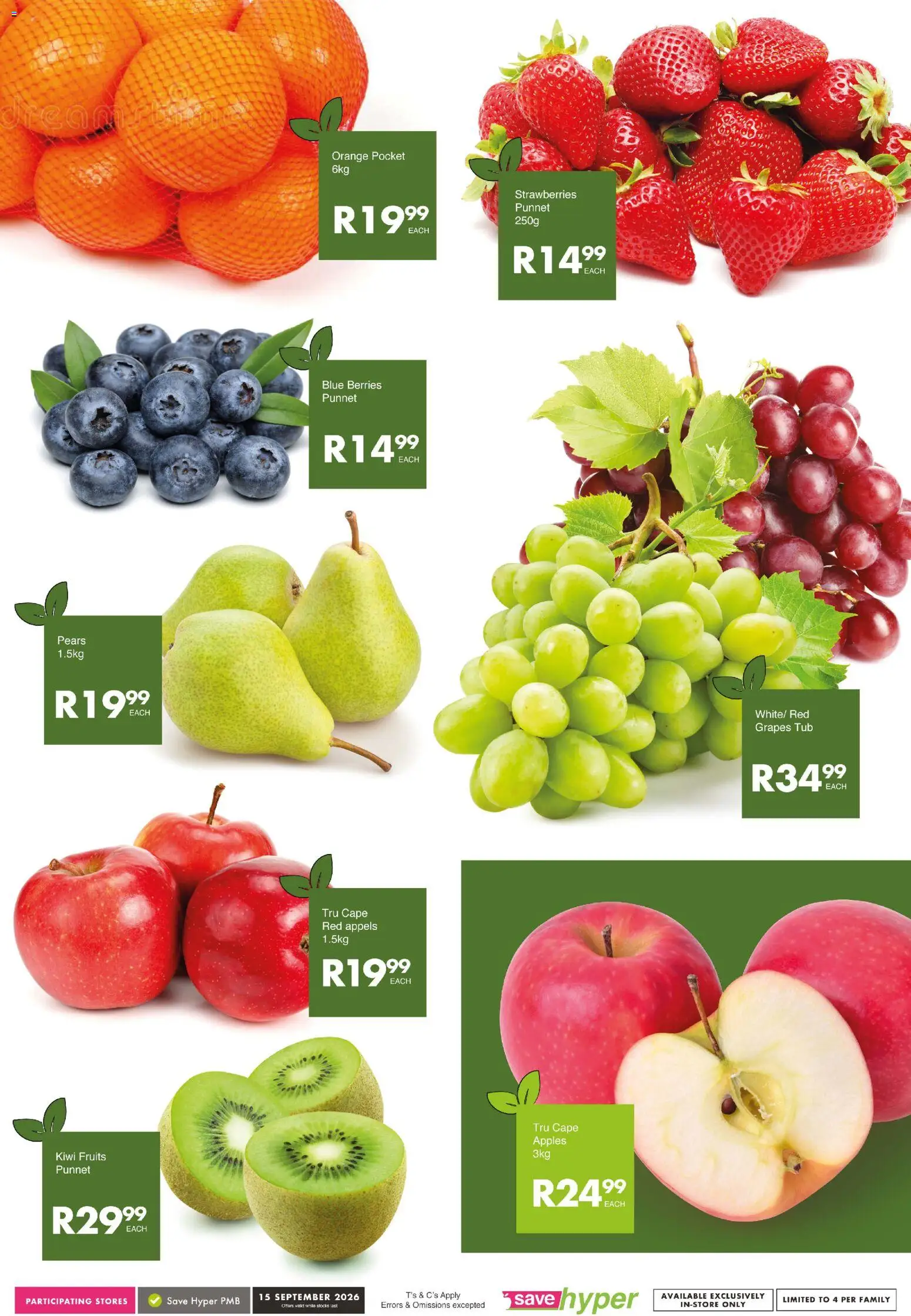 New Save catalogue – valid from 15/09/2026 | Page: 7 | Products: Apples, Strawberries, Peach, Grapes