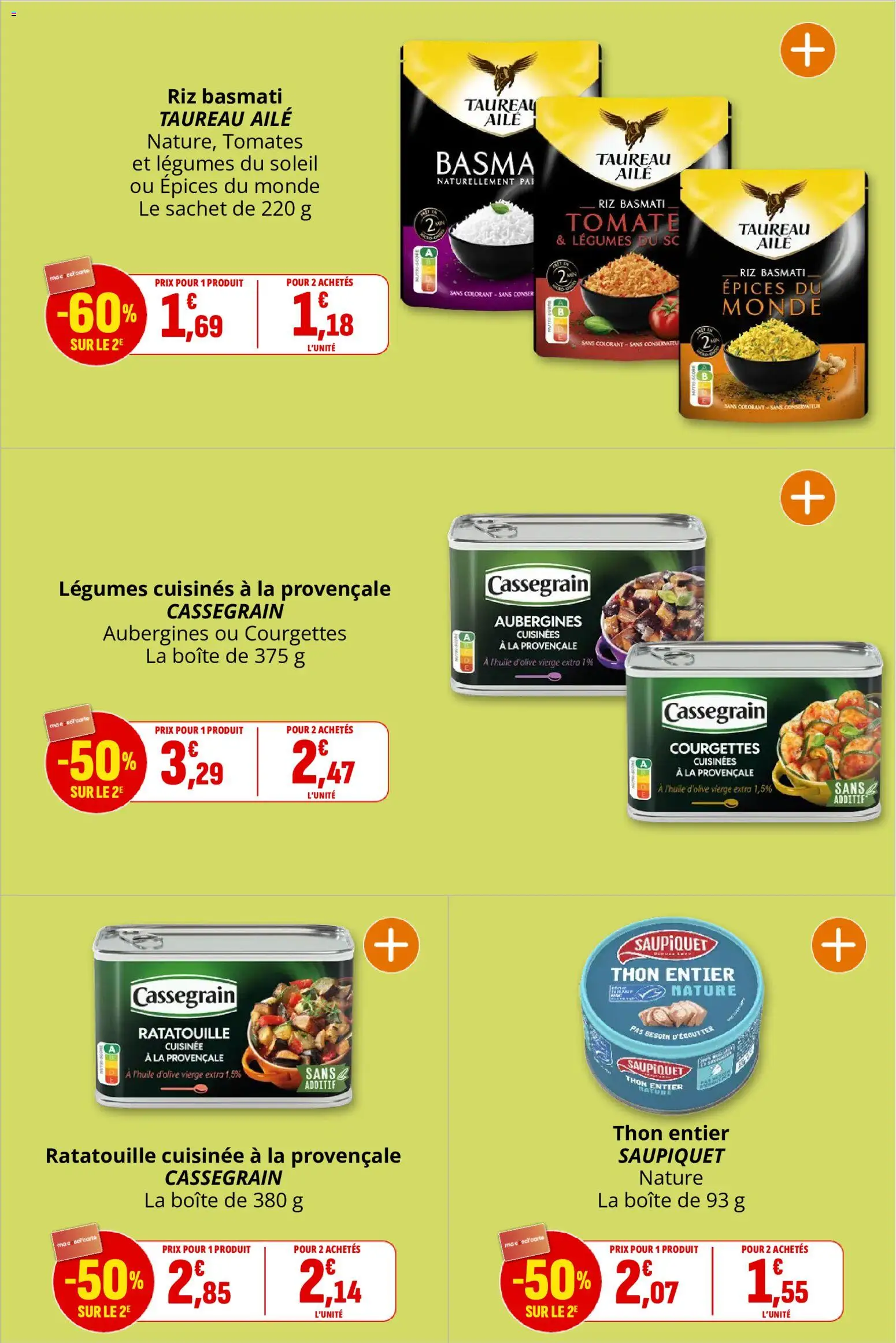 {H1} | Page: 28 | Produits: Ratatouille, Riz basmati, Thon, Aubergines