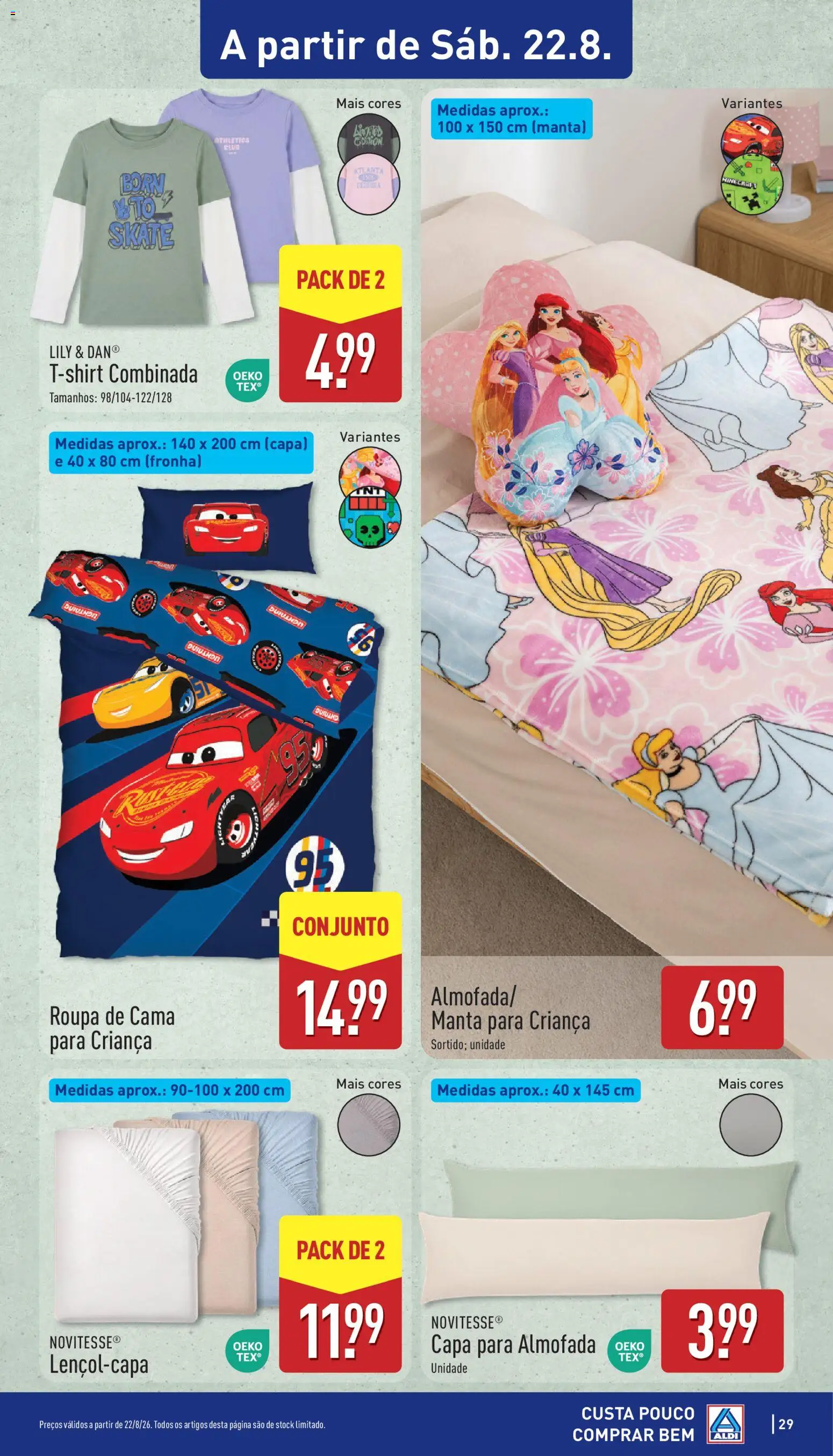 Aldi folheto │ válido de 17/08/2026 | Página: 29 | Produtos: Skate, Fronha, Almofada, Roupa de cama