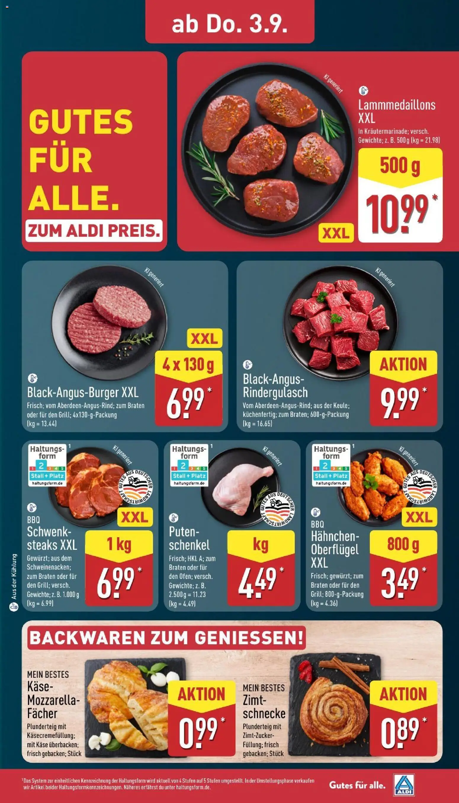 Aldi Prospekt – gültig ab 31.08.2026 | Seite: 27 | Produkte: Hahnchen, Käse, Mozzarella, Burger