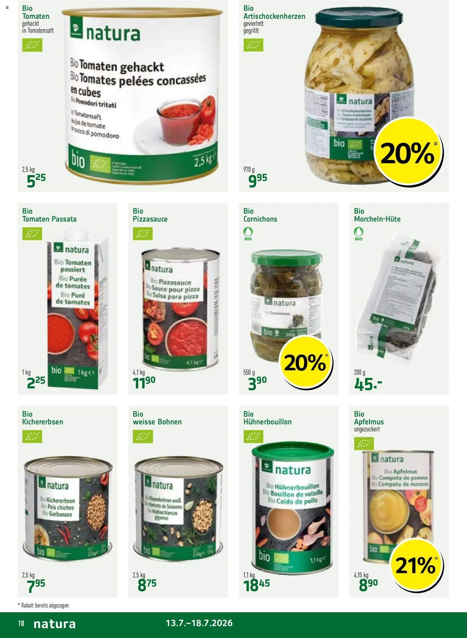 Prodega aktionen Natura – gültig ab 13.07.2026 | Seite: 10 | Produkte: Pizza, Tomaten