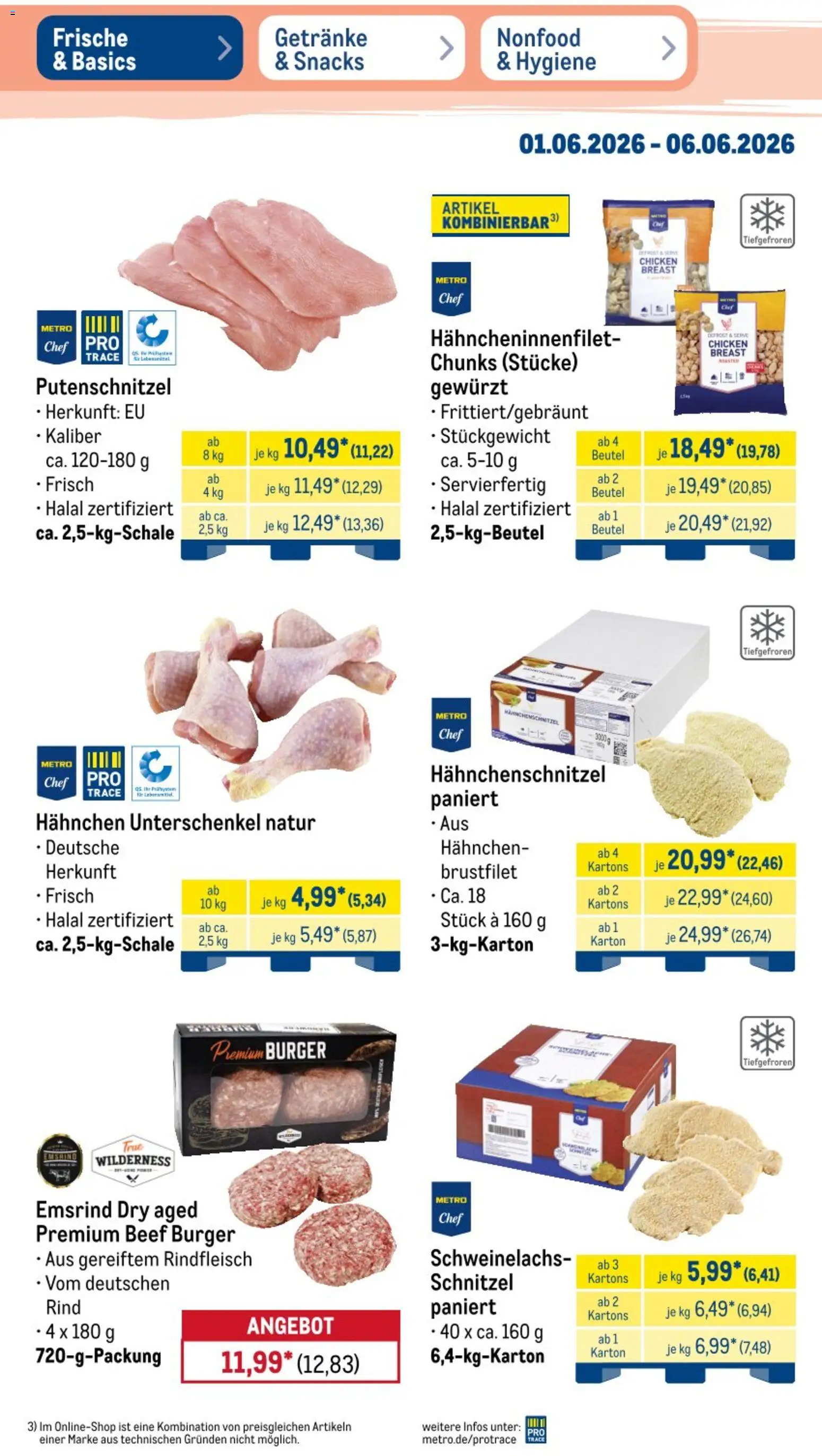 Metro NonFood-Angebote – gültig ab 01.06.2026 | Seite: 34 | Produkte: Hahnchen, Burger, Schnitzel, Putenschnitzel