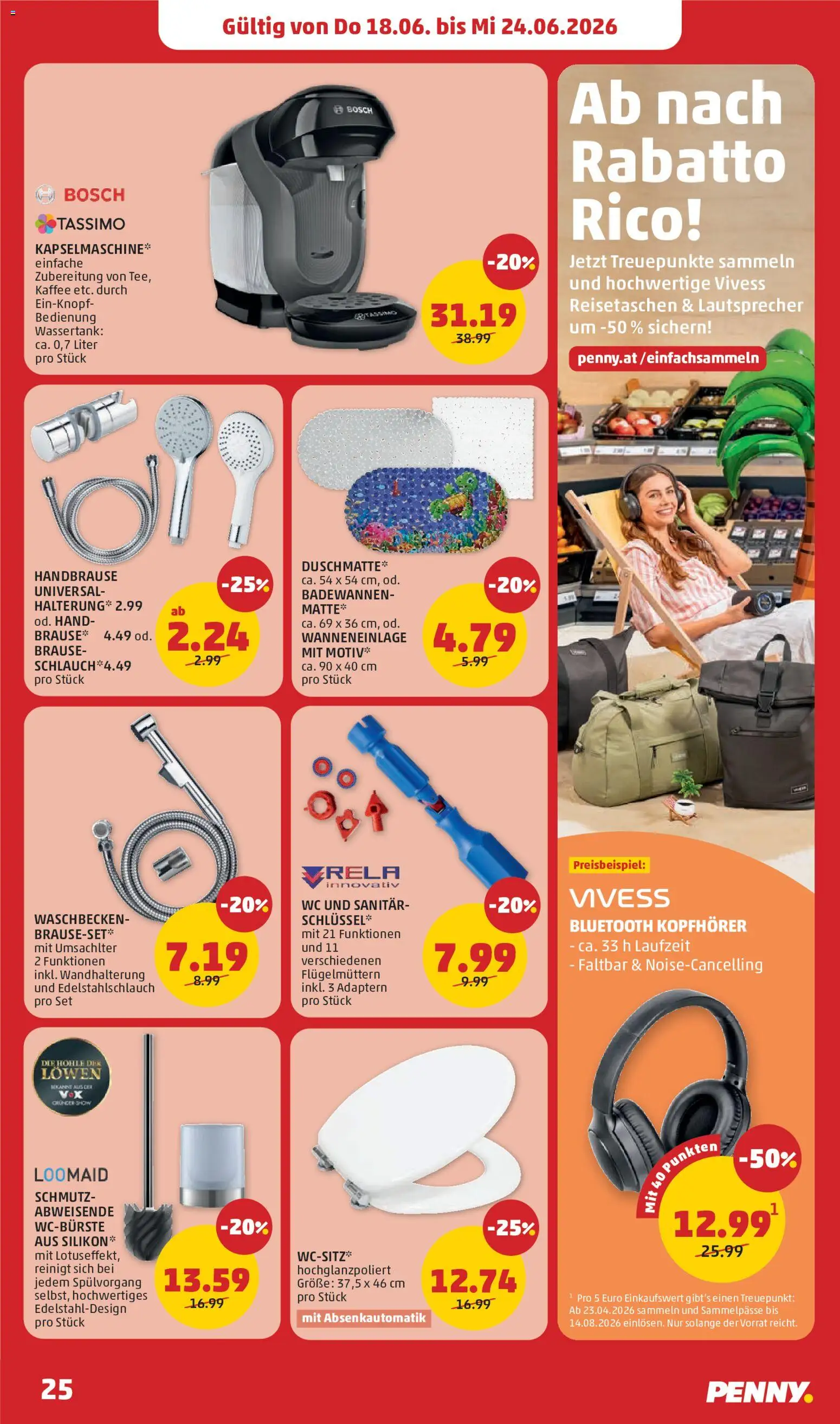 Penny Markt Schmankerl Post gültig ab 18.06.2026 | Seite: 25 | Produkte: Kopfhörer, Lautsprecher, Waschbecken, Kaffee