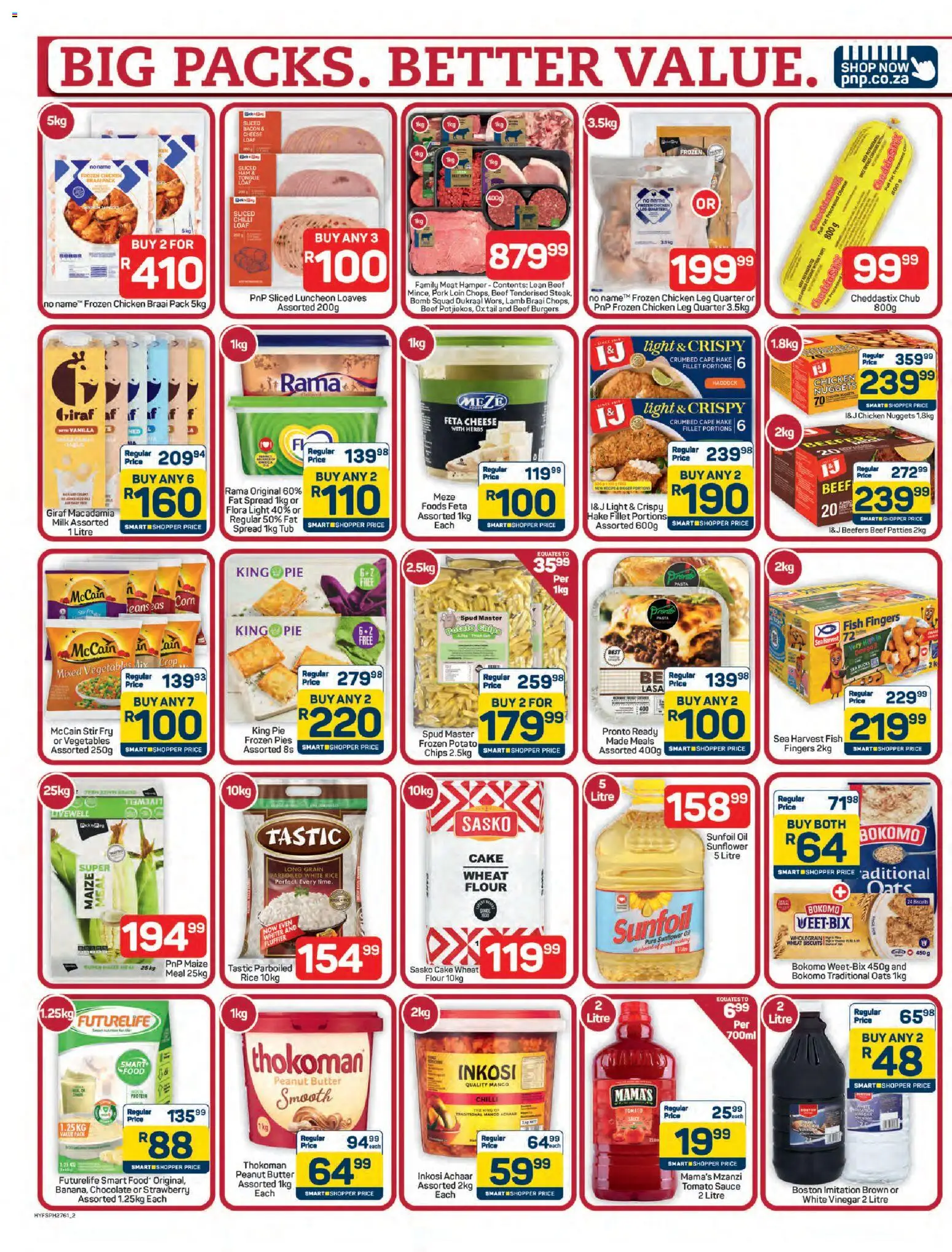 New Pick n Pay catalogue – valid from 18.05.2026 | Page: 2 | Products: Cake, Chocolate, Pork, Tomato sauce