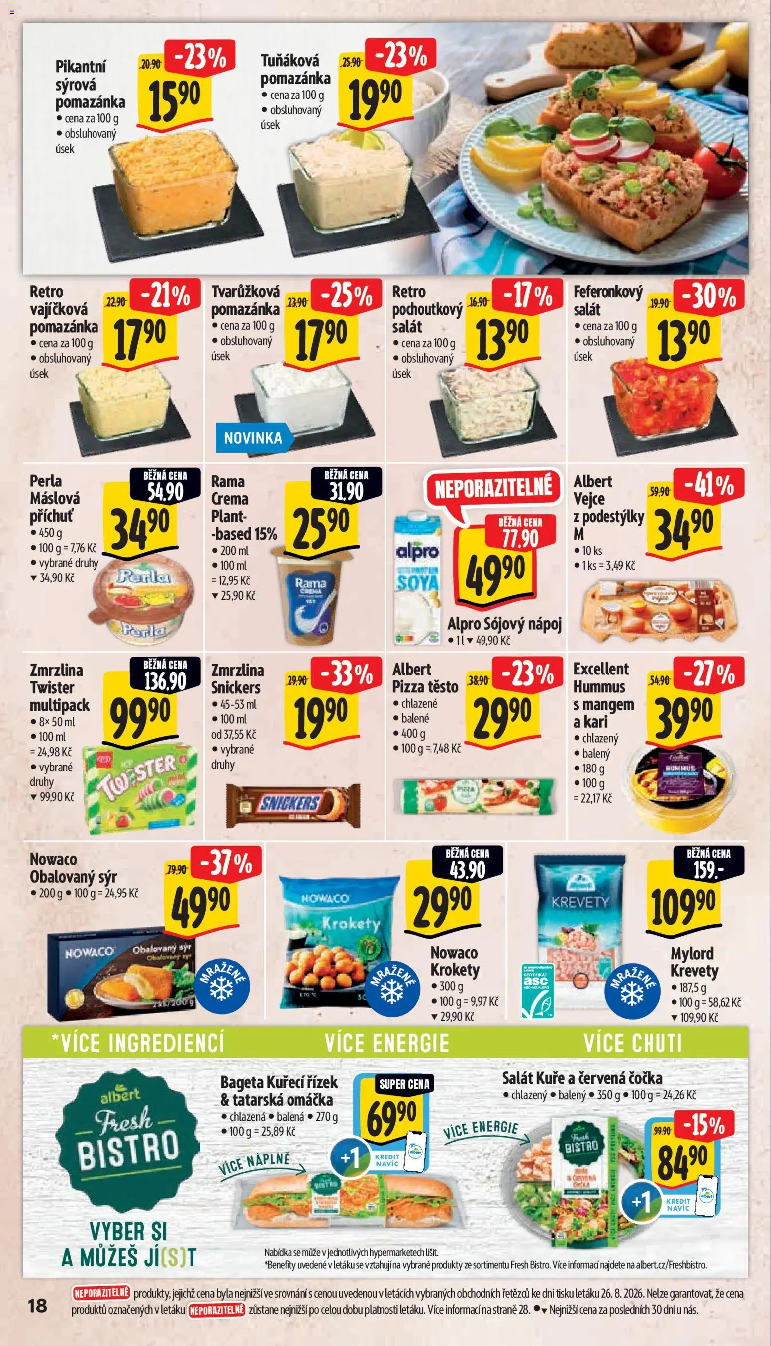 Albert leták - Hypermarket od 02.09.2026 | Strana: 26 | Produkty: Krokety, Pizza, Salát, Bageta