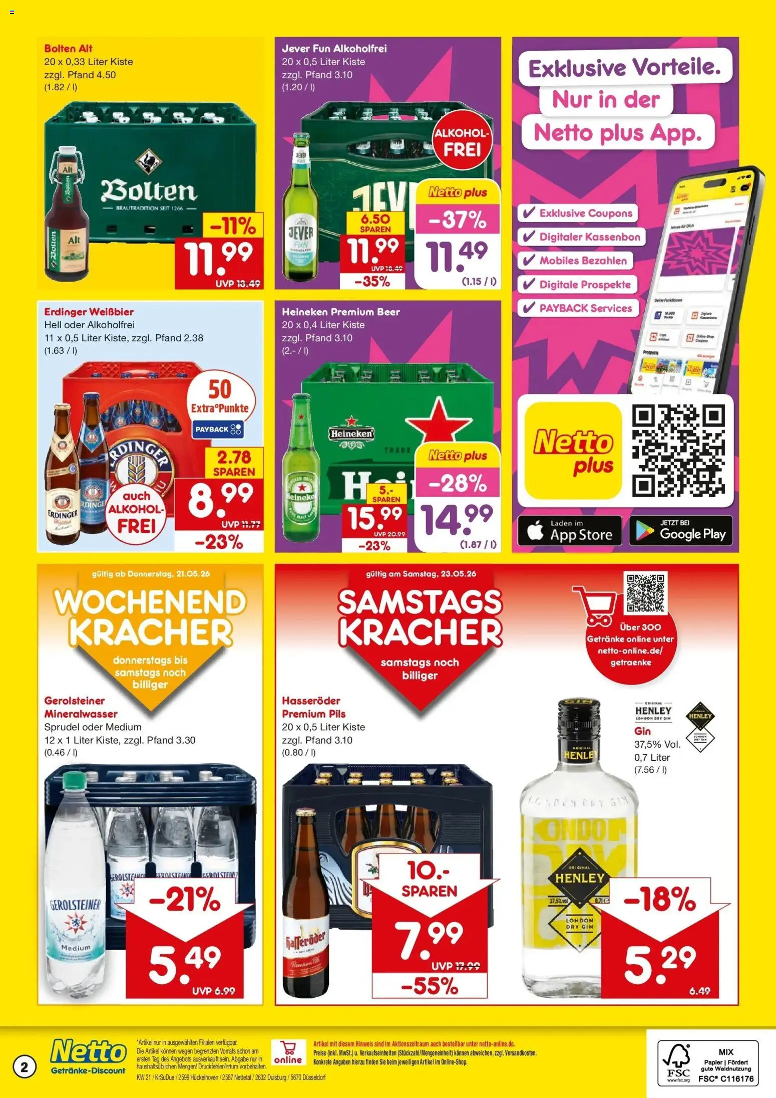 Netto Marken-Discount Prospekt Nettetal	 – gültig ab 17.05.2026 | Seite: 2 | Produkte: Pils, Hasseröder, Gin, Gerolsteiner