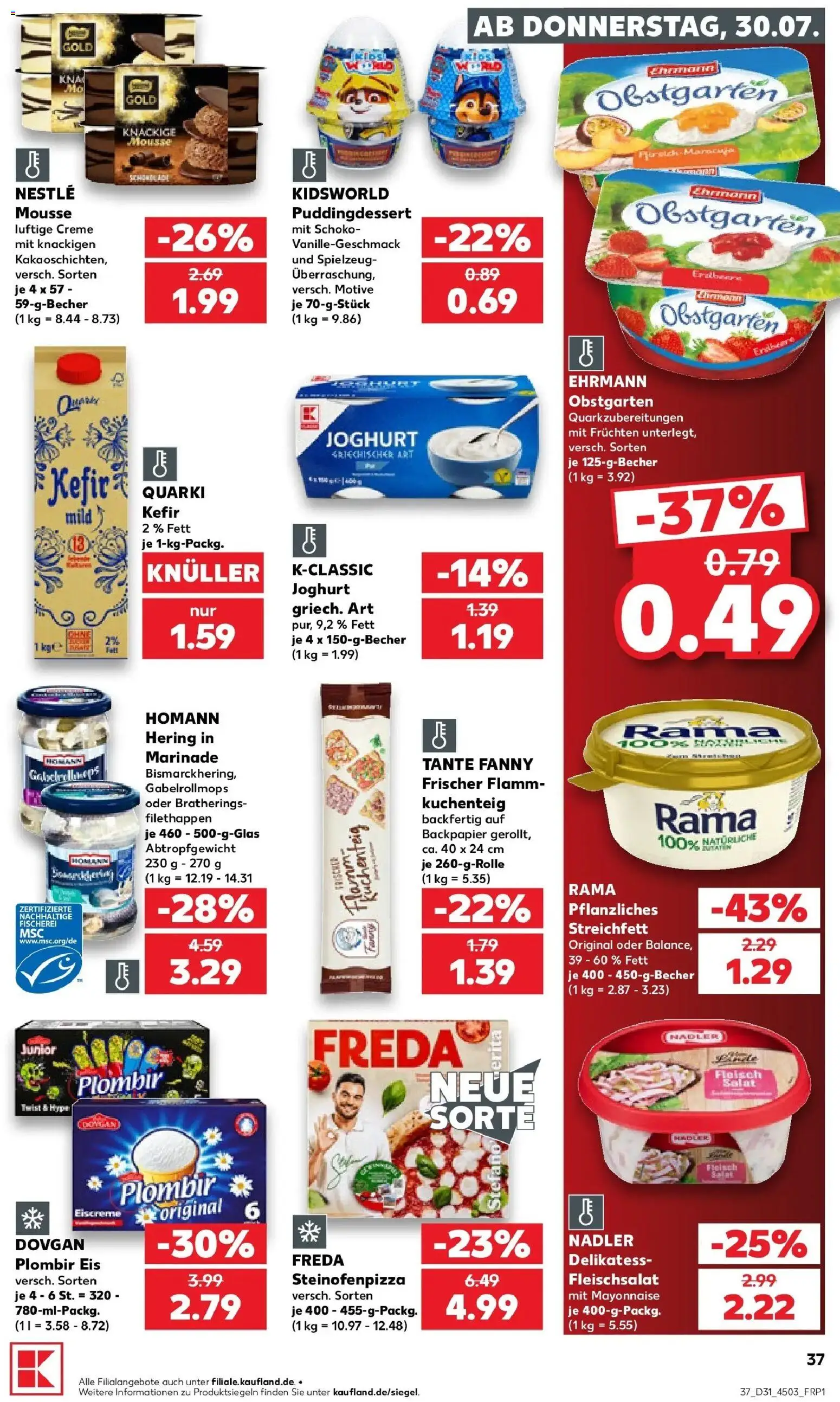 Kaufland Prospekt Kulmbach – gültig ab 30.07.2026 | Seite: 37 | Produkte: Joghurt, Creme, Eis, Salat