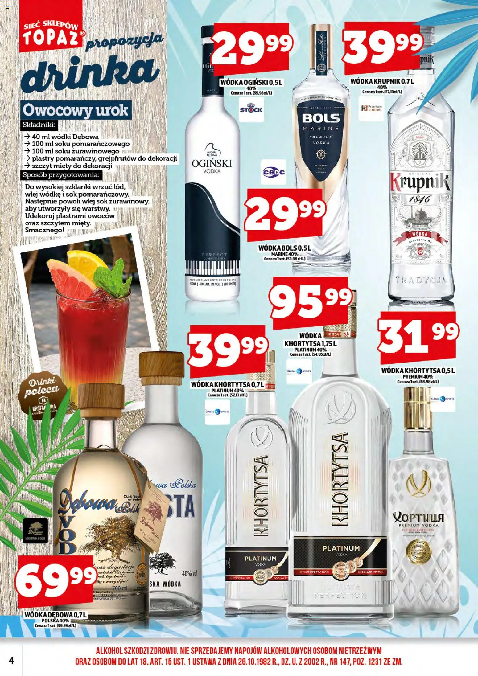 Topaz gazetka alkoholowa od 01.07.2026 | Strona: 6 | Produkty: Vodka, Szklanki, Alkohol, Wódka