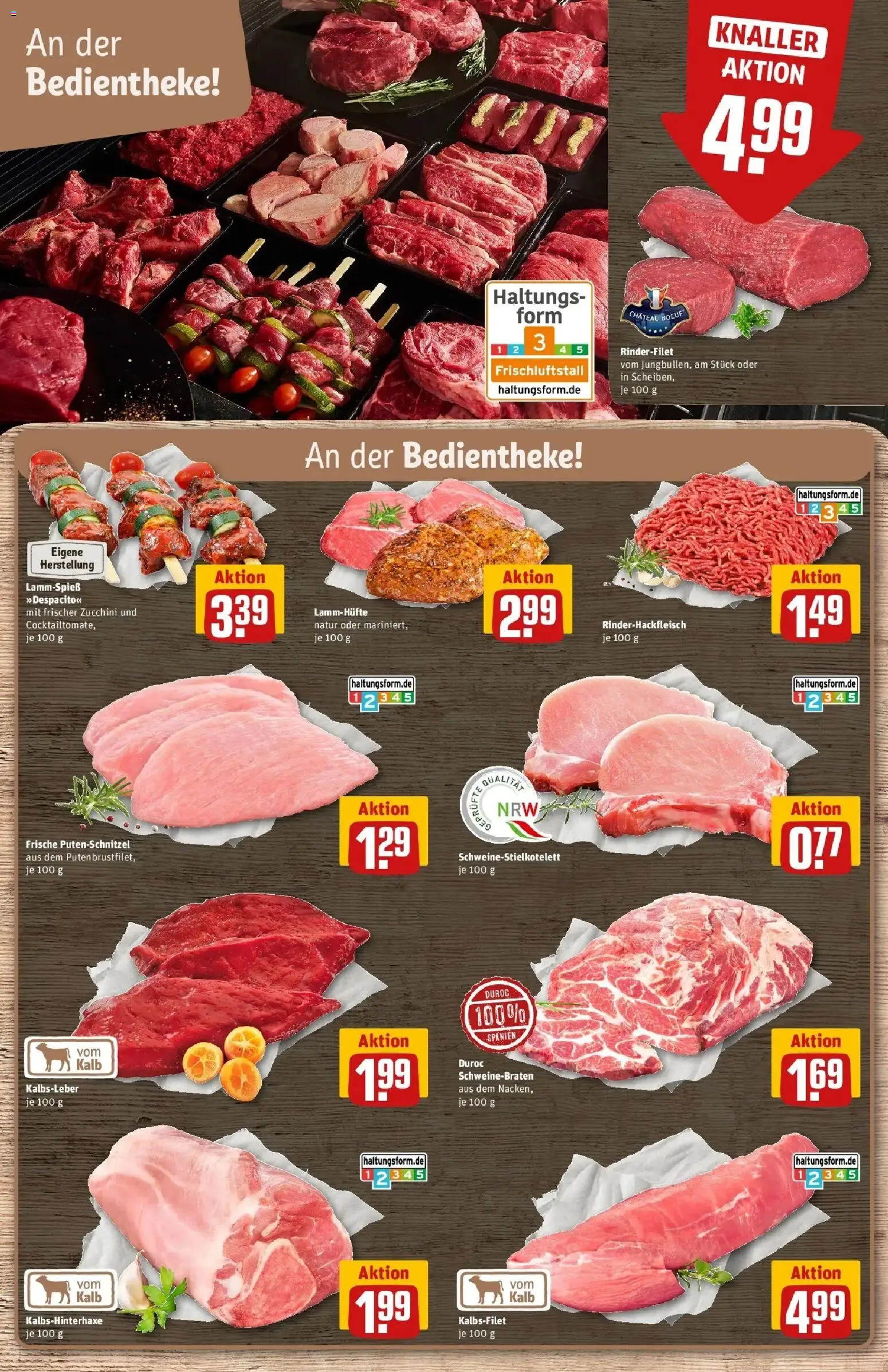 REWE Prospekt ab 31.08.2026 zum Blättern » Angebote | Seite: 8 | Produkte: Rinderfilet, Kalbsleber, Putenschnitzel, Zucchini