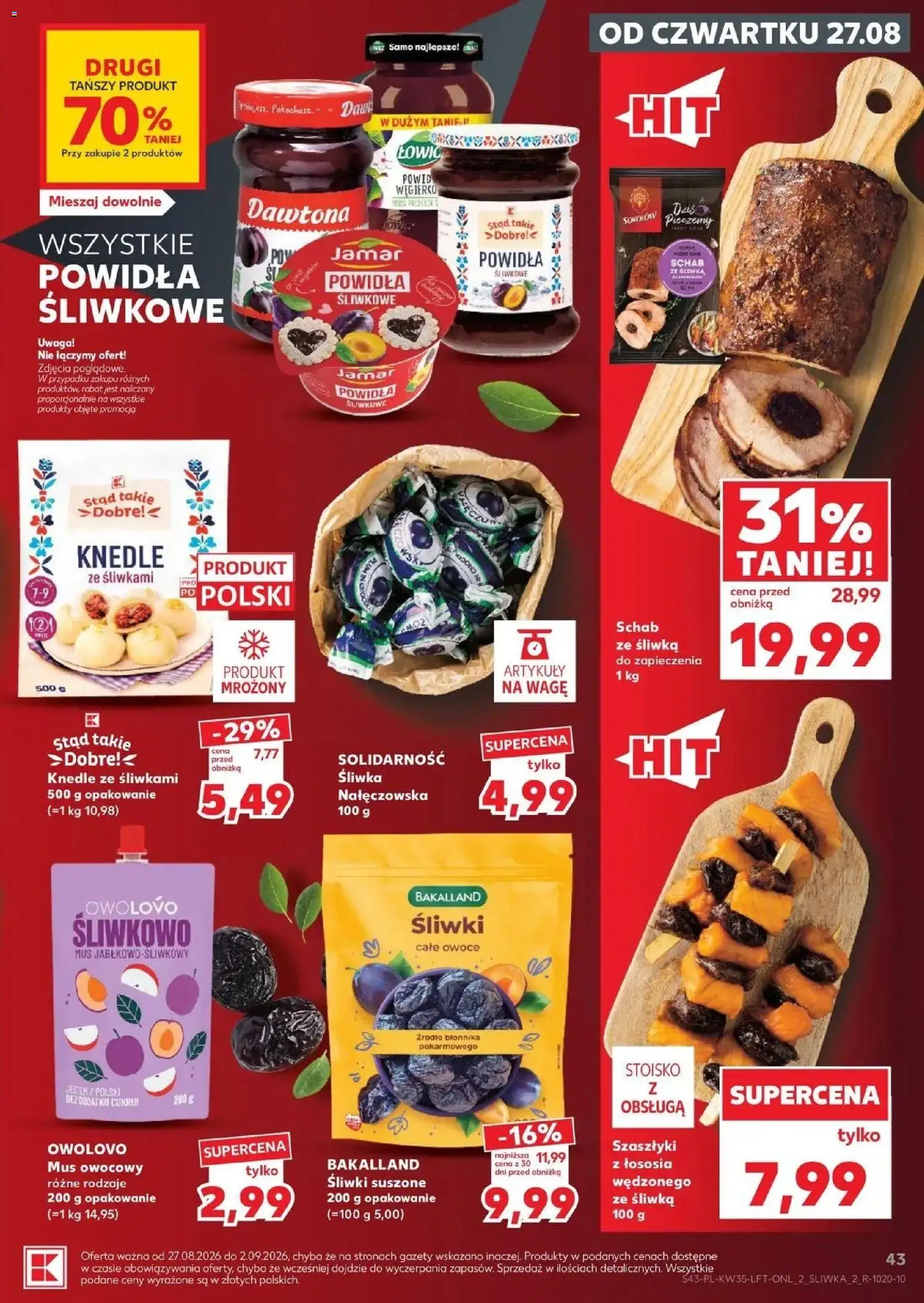 Kaufland gazetka od 27.08.2026 - od jutra PDF | Strona: 43 | Produkty: Knedle ze śliwkami, Gazety, Śliwki suszone, Owoce