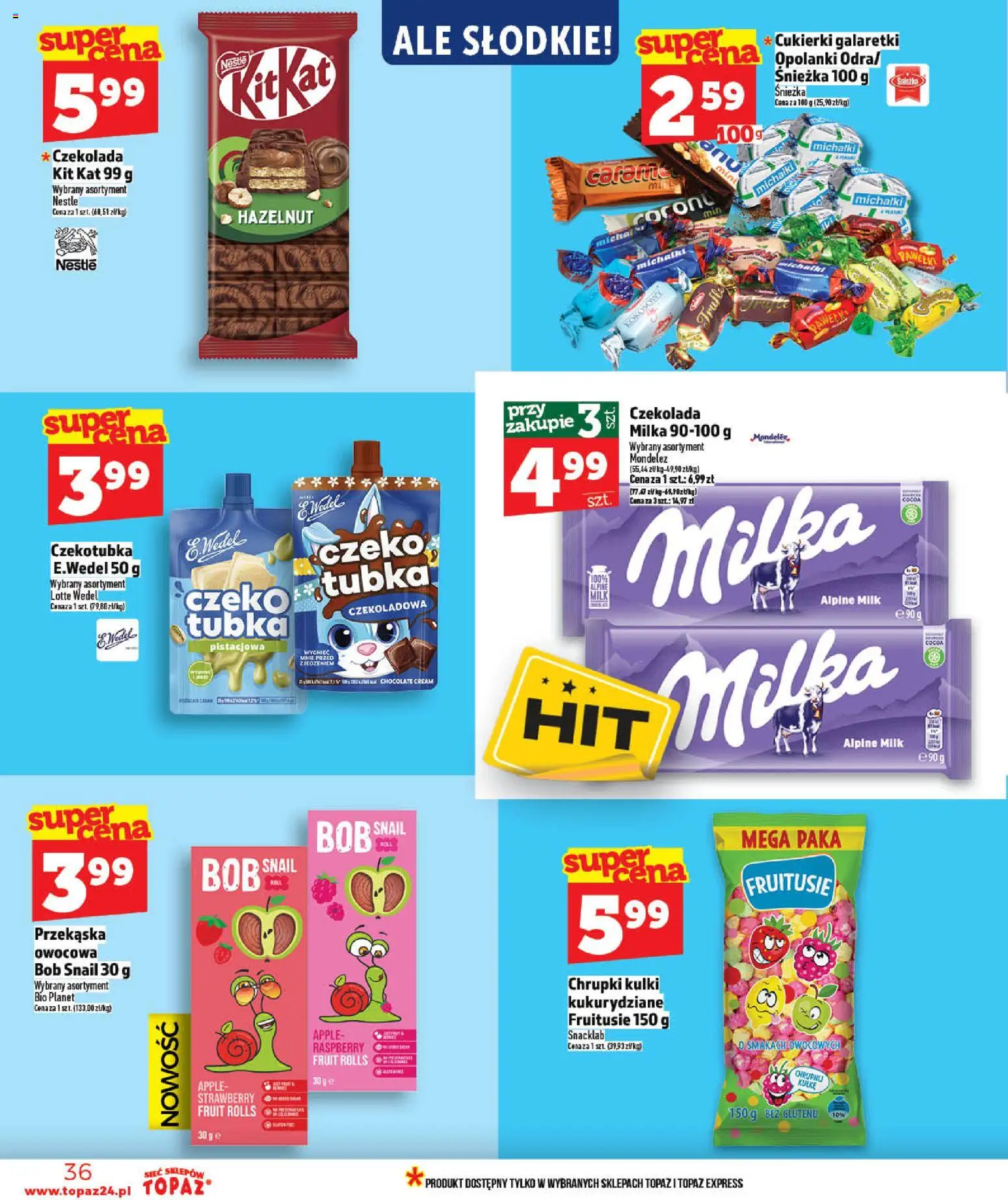 Topaz gazetka - Ceny małe na stałe od 21.05.2026 | Strona: 36 | Produkty: Chrupki, Czekolada milka, Bób, Czekolada
