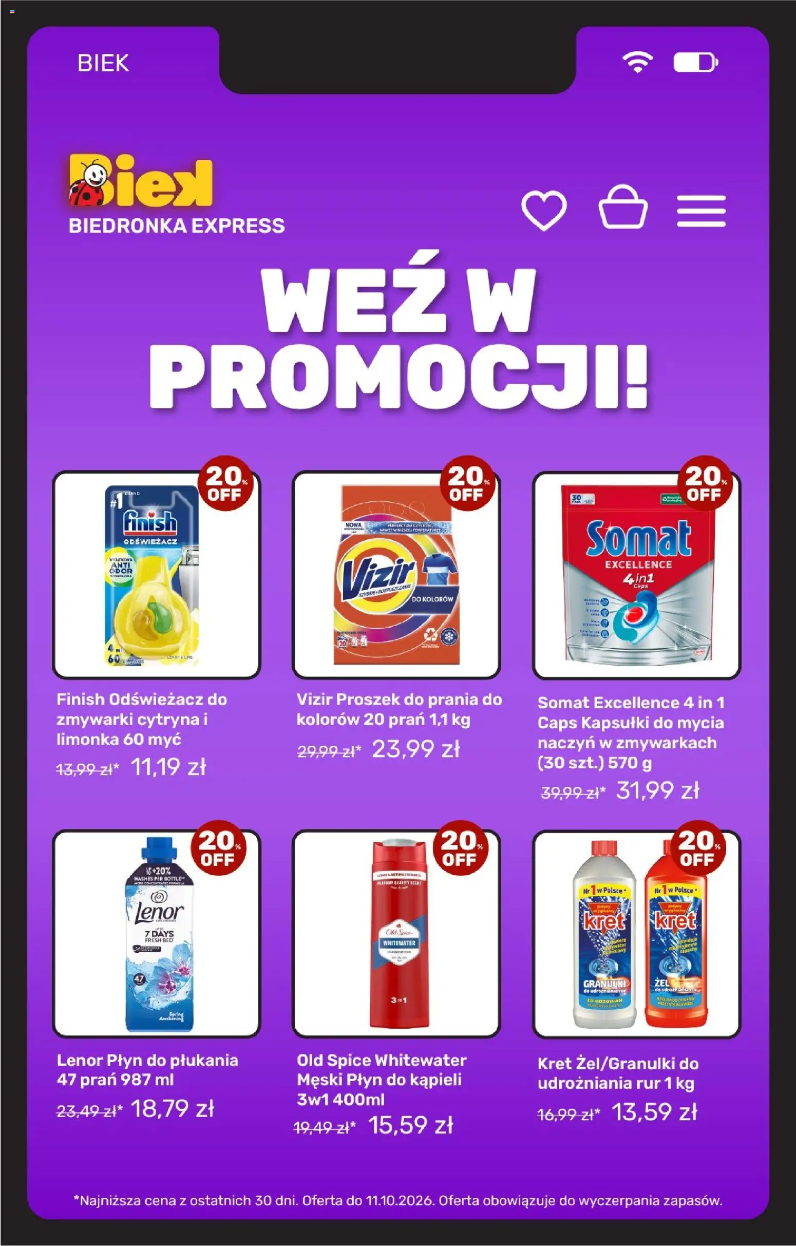 Biedronka Polsko leták - BIEK od 10.10.2026 | Strana: 14 | Produkty: Finish, Lenor, Somat, Old Spice