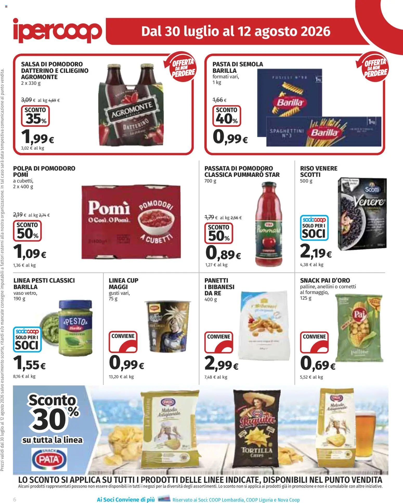 Volantino Ipercoop del 30/07/2026 | Pagina: 6 | Prodotti: Riso, Pomodori, Data, Vaso