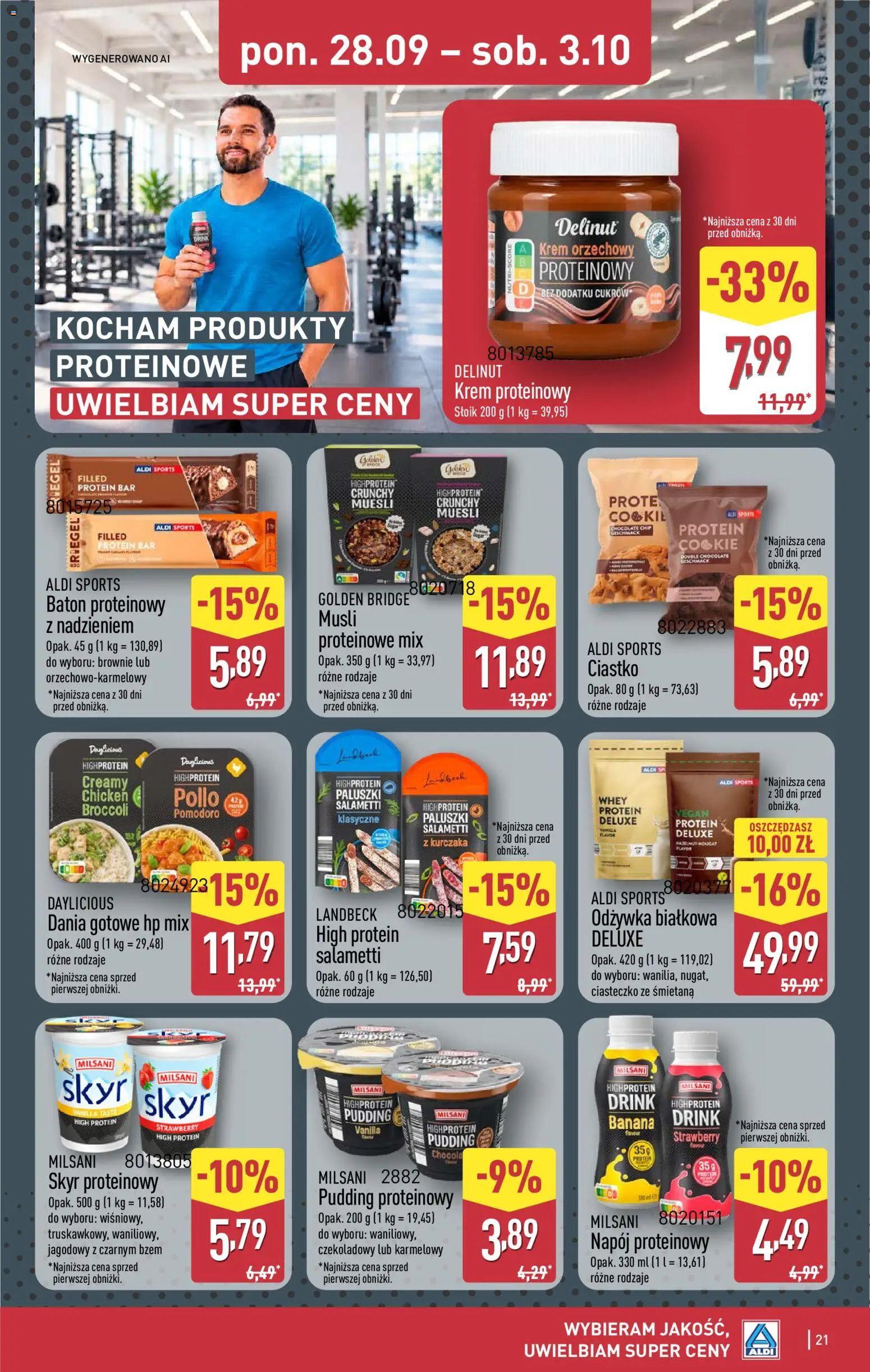 Aldi Polsko leták od 28.09.2026 | Strana: 21 | Produkty: Vegan, High protein pudding, Krém, Protein bar