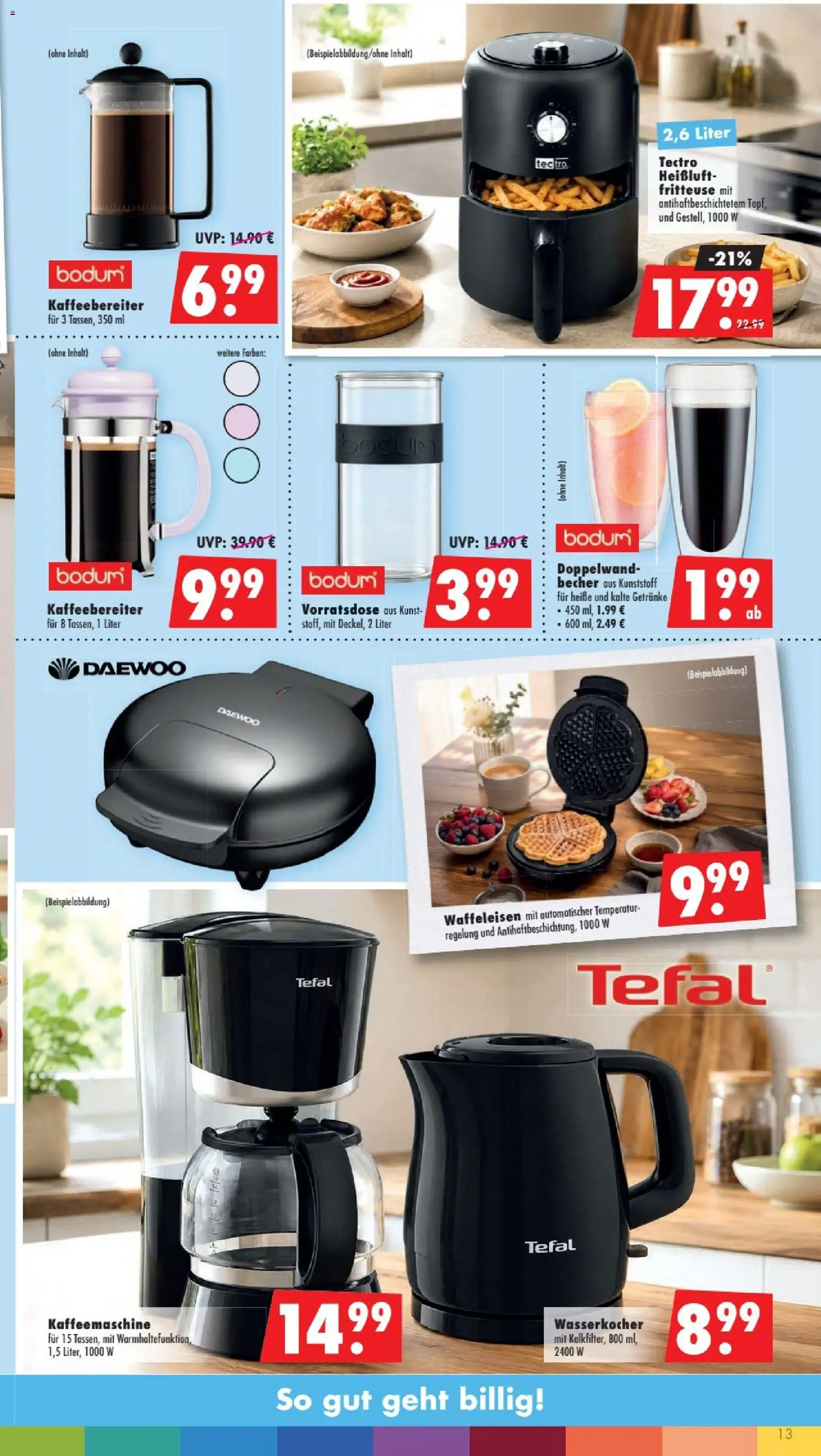 Mäc Geiz Prospekt – gültig ab 28.09.2026 | Seite: 13 | Produkte: Kaffeemaschine, Wasserkocher, Fritteuse, Waffeleisen