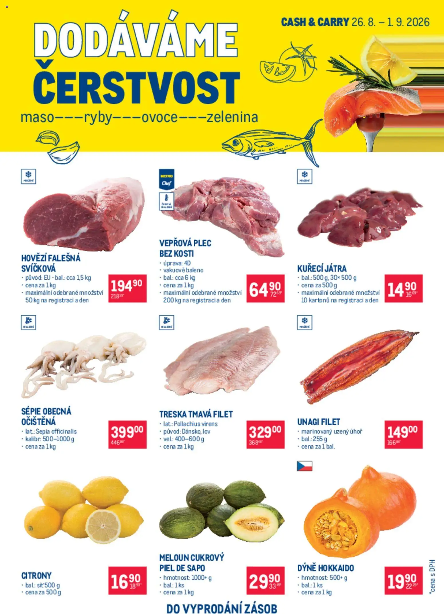 Makro leták - Ultra fresh nabídka od 19.08.2026 | Strana: 2 | Produkty: Meloun, Ovoce, Treska, Ryby