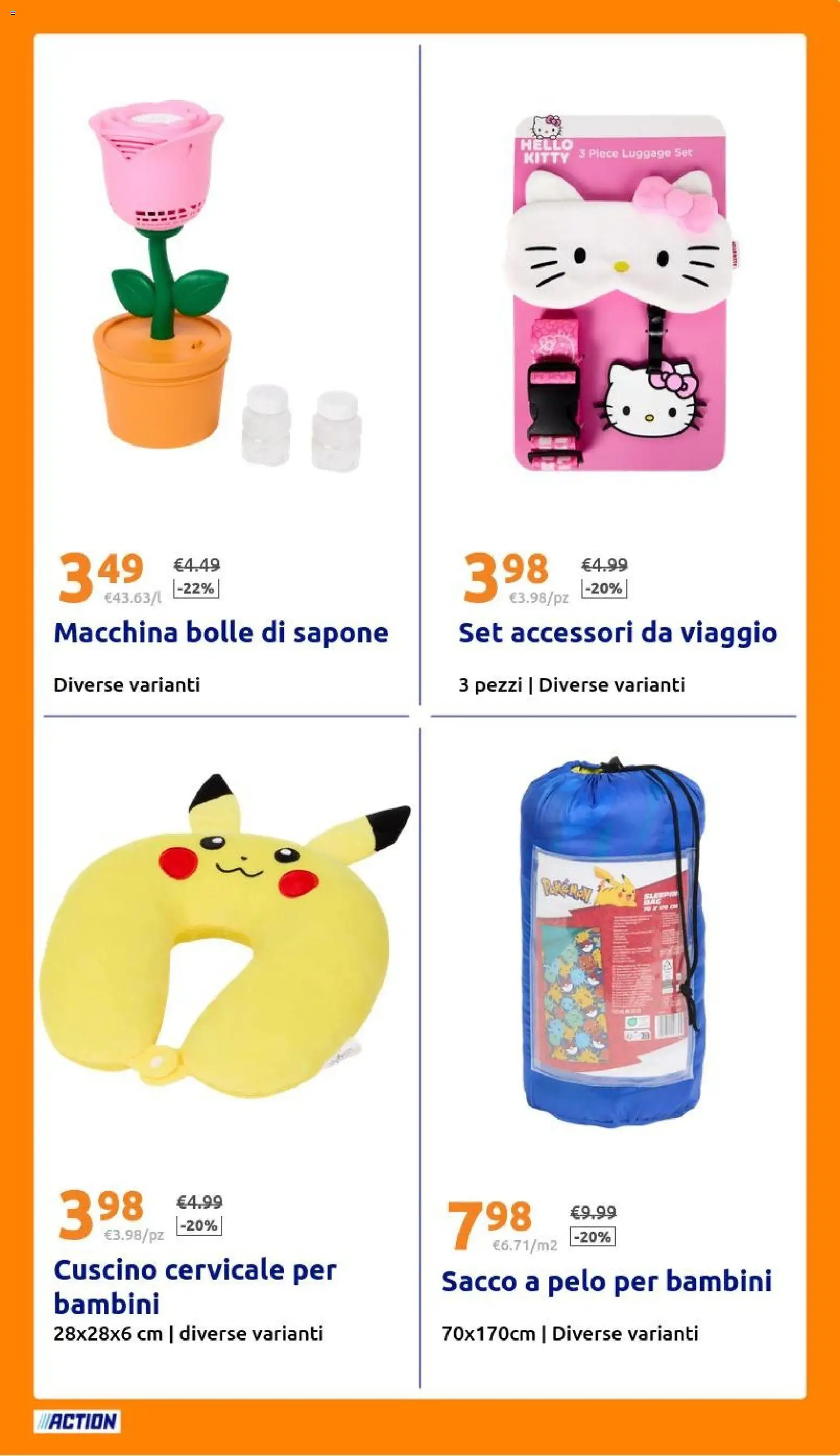 Volantino Action del 08/07/2026 | Pagina: 19 | Prodotti: Sapone, Sacco a pelo, Cuscino